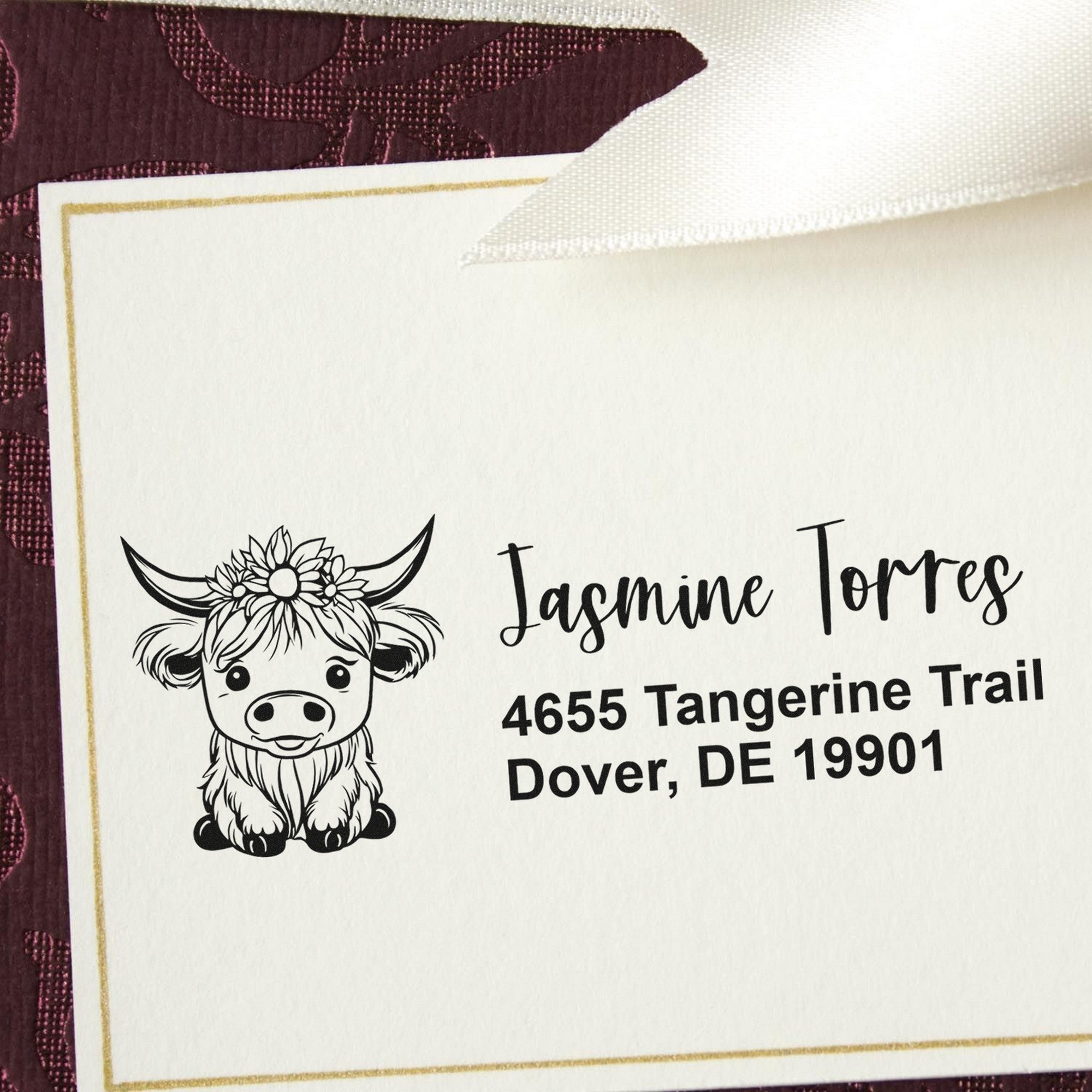 Gentle Cow Personalized Address Return Rubber Stamp