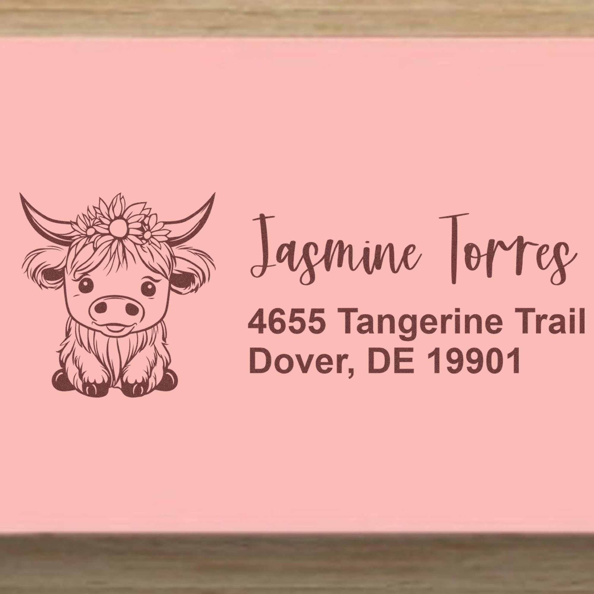 Gentle Cow Personalized Address Return Rubber Stamp