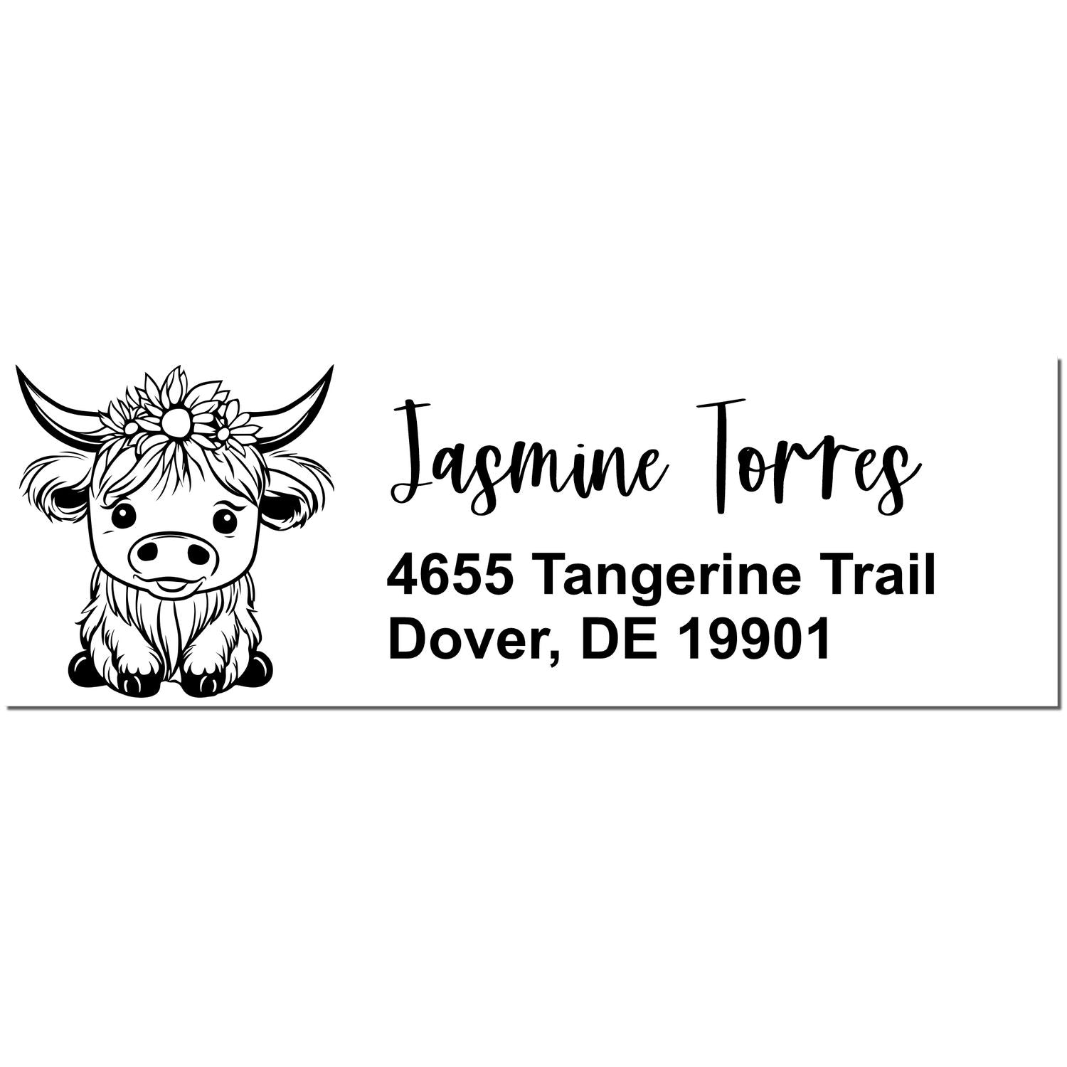 Gentle Cow Personalized Address Return Rubber Stamp