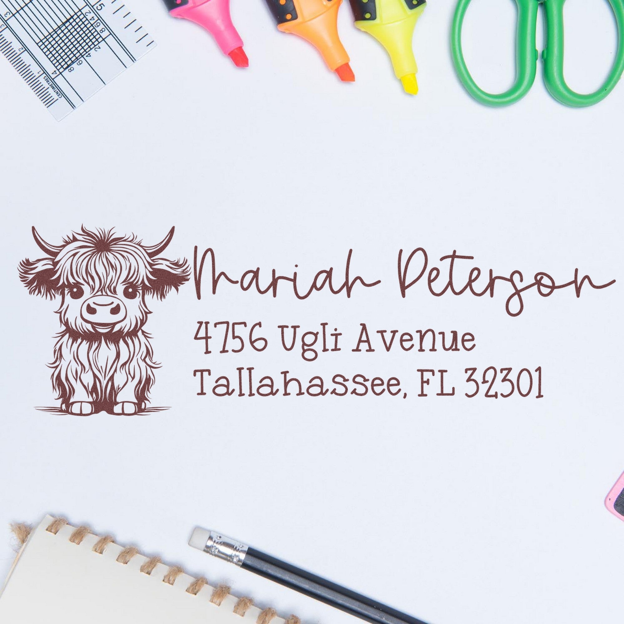 Robust Cow Personalized Mailing Address Rubber Stamp