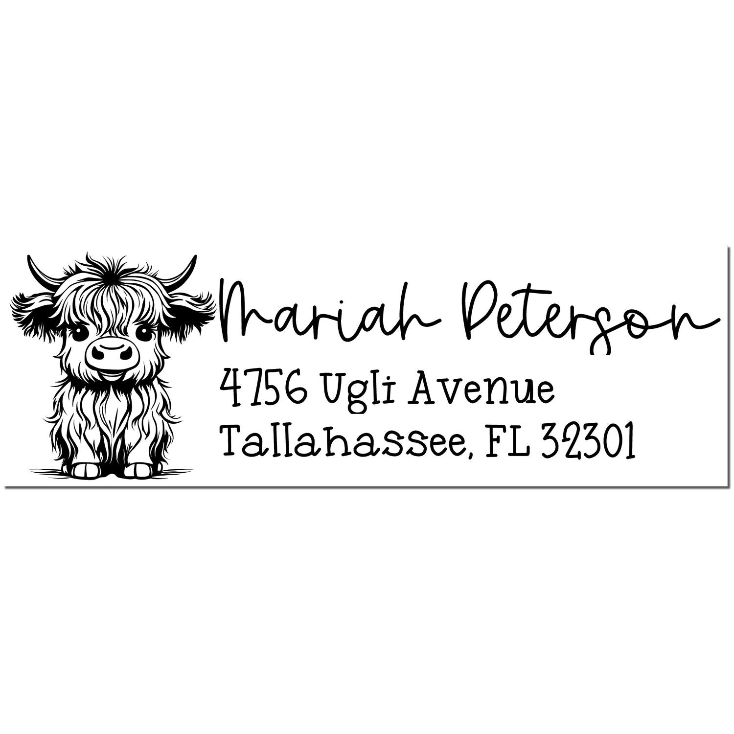 PSI Robust Cow Personalized Home Address Pre-Inked Stamp