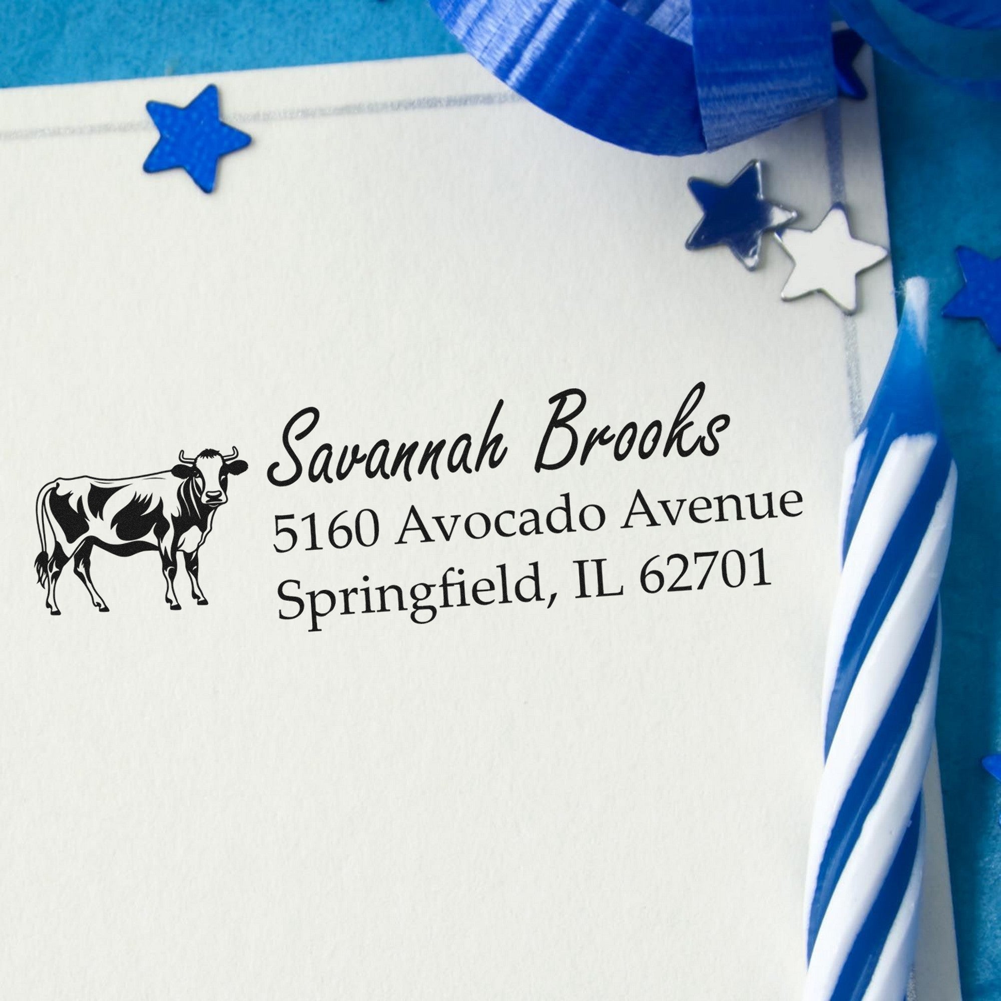 PSI Hardy Cow Personalized New Address Pre-Inked Stamp