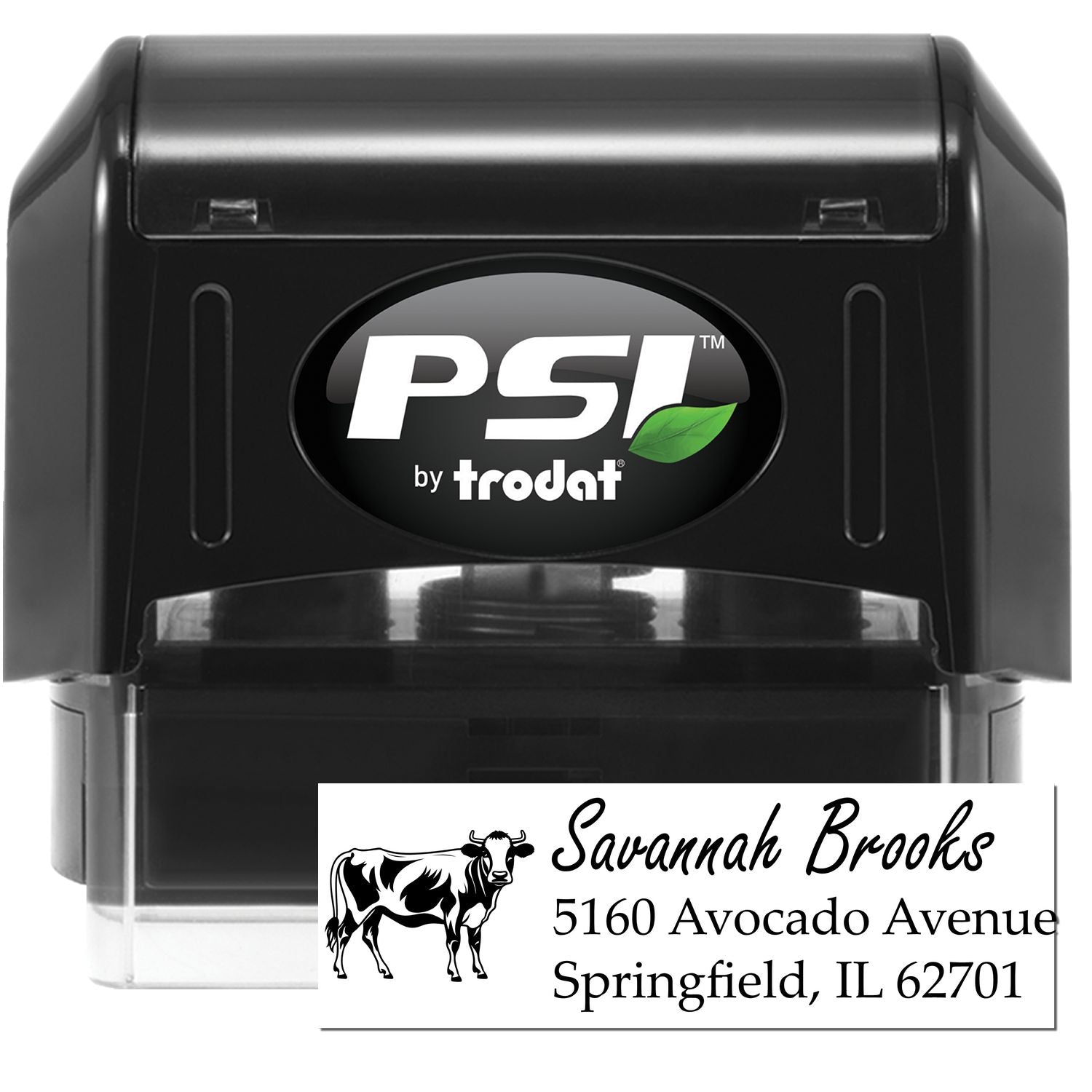 PSI Hardy Cow Personalized New Address Pre-Inked Stamp