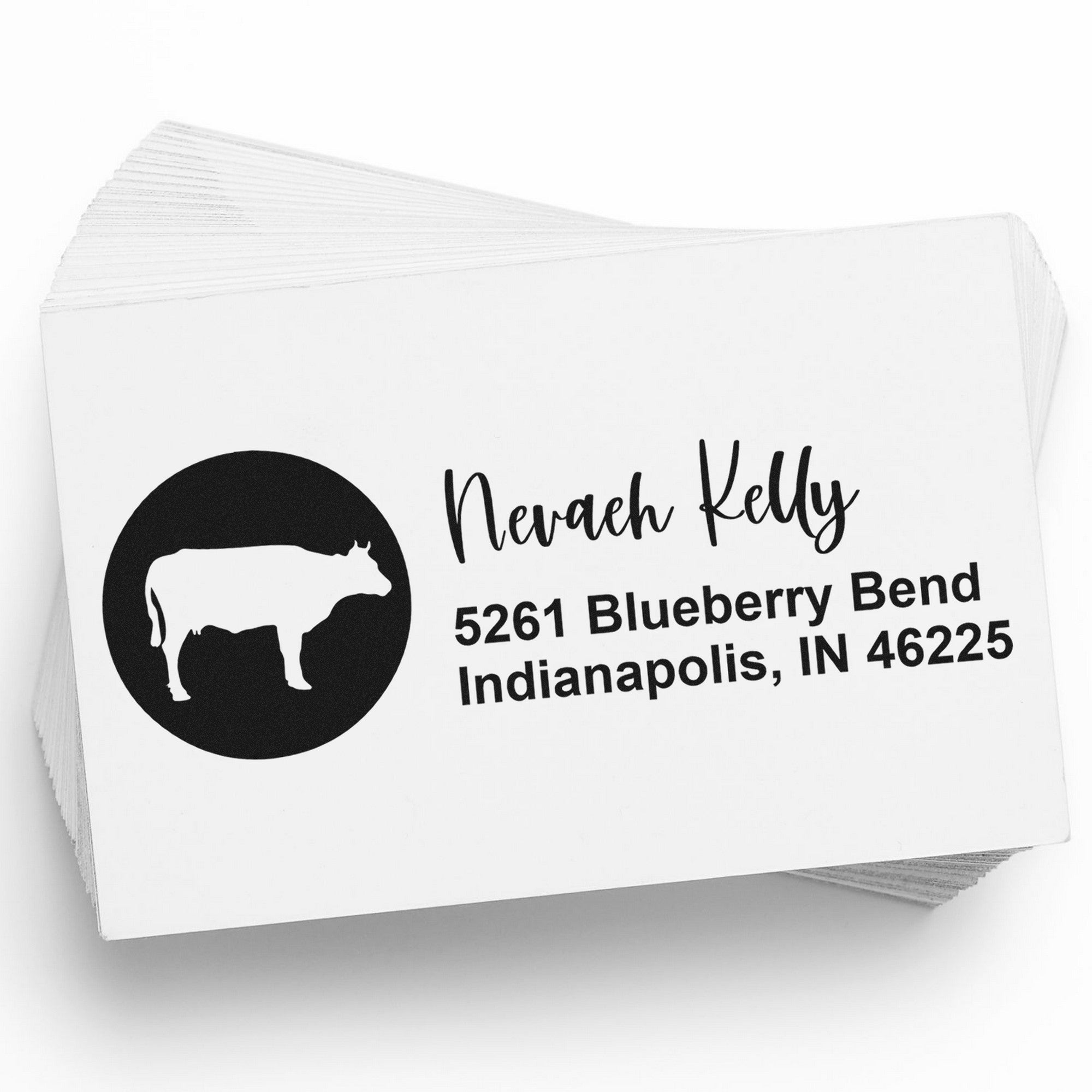 PSI Graceful Cow Personalized Home Address For Envelopes Pre-Inked Stamp