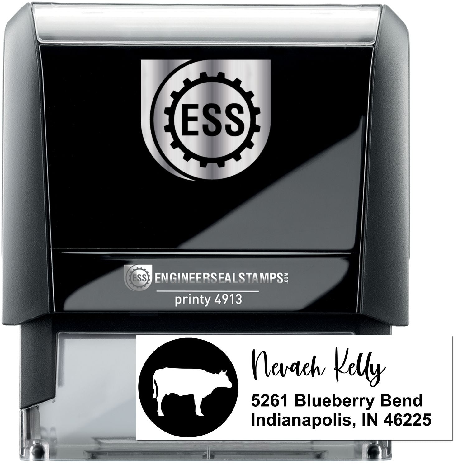 Self-Inking Graceful Cow Handmade Address Label Stamp