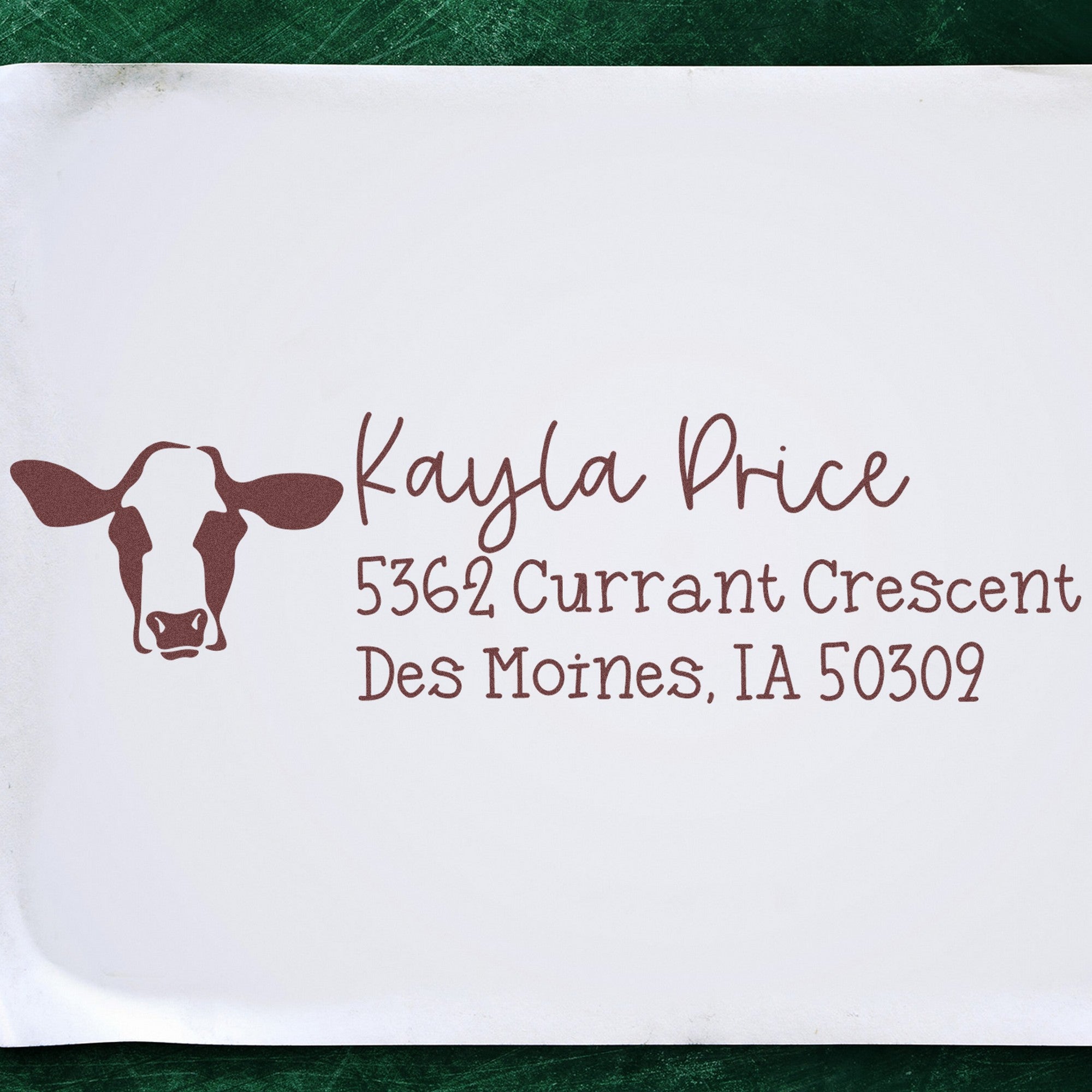 Slim Pre-Inked Iconic Cow Handmade Home Address For Envelopes Stamp