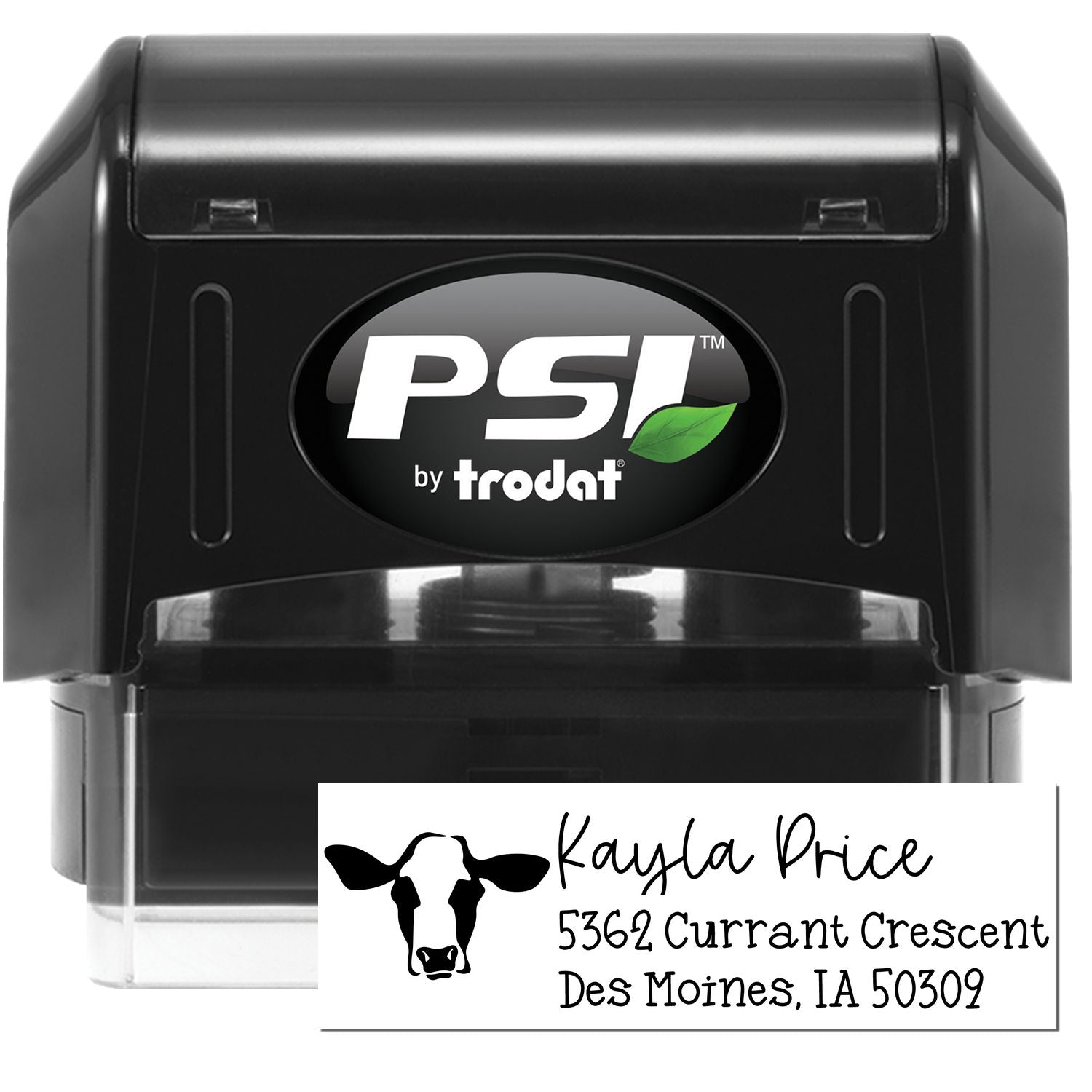 PSI Iconic Cow Personalized Address Label Pre-Inked Stamp