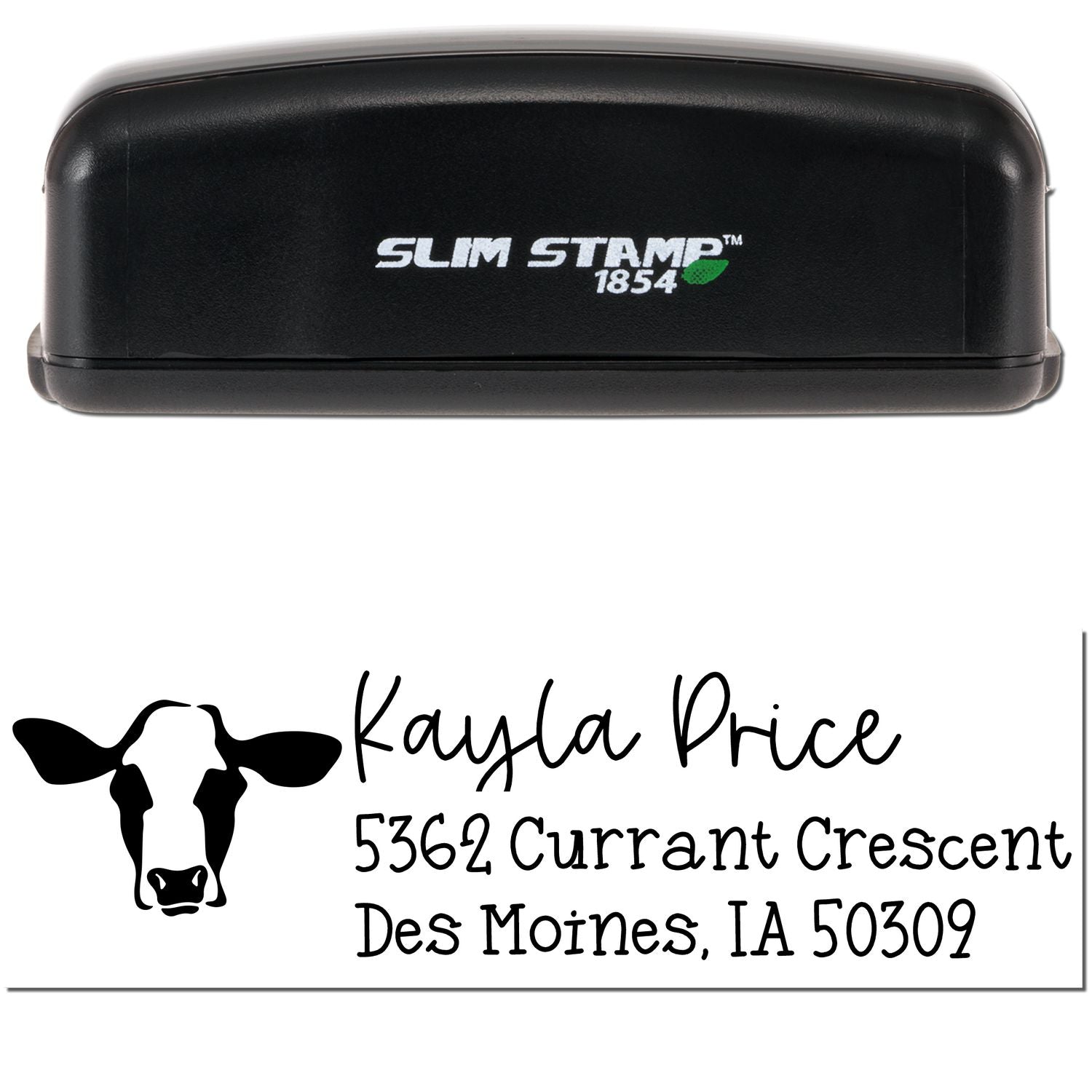 Slim Pre-Inked Iconic Cow Handmade Home Address For Envelopes Stamp