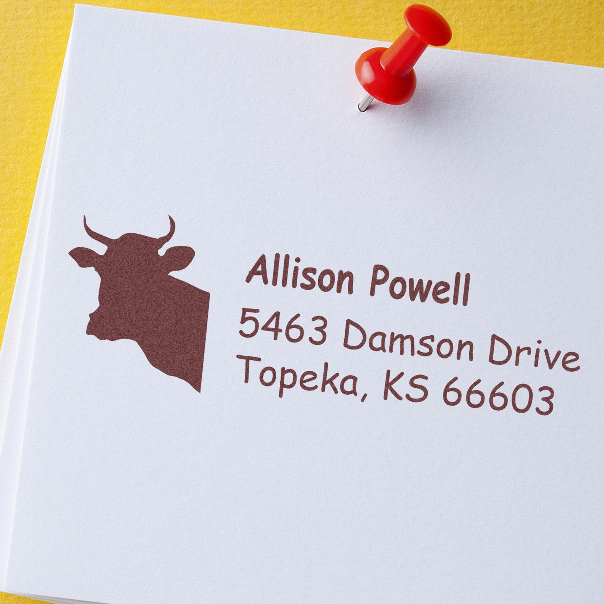 PSI Docile Cow Custom Address Pre-Inked Stamp