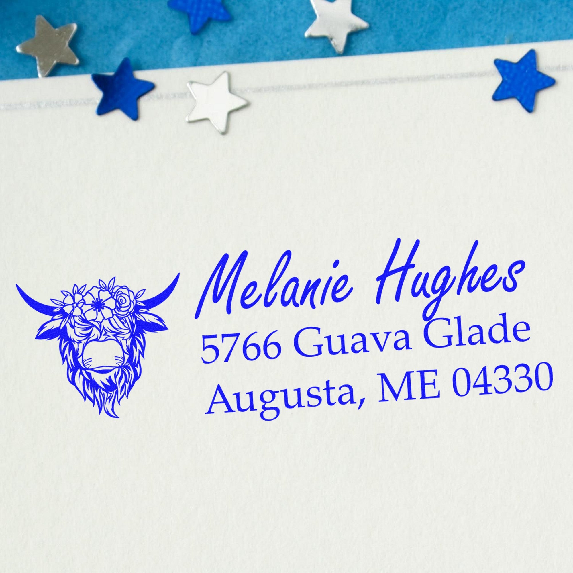 Resilient Cow Custom Home Address Rubber Stamp