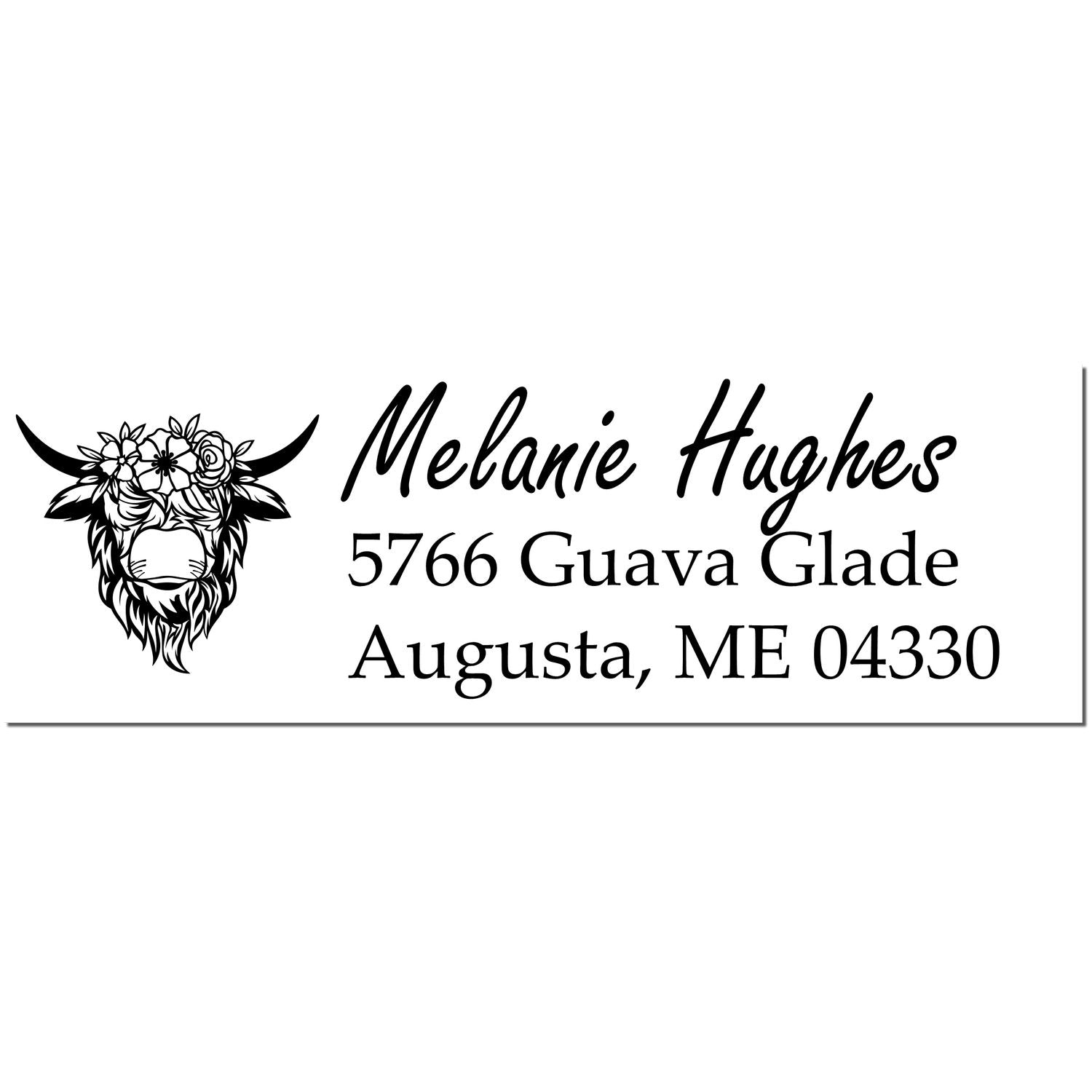 Slim Pre-Inked Resilient Cow Customize Name and Address Stamp