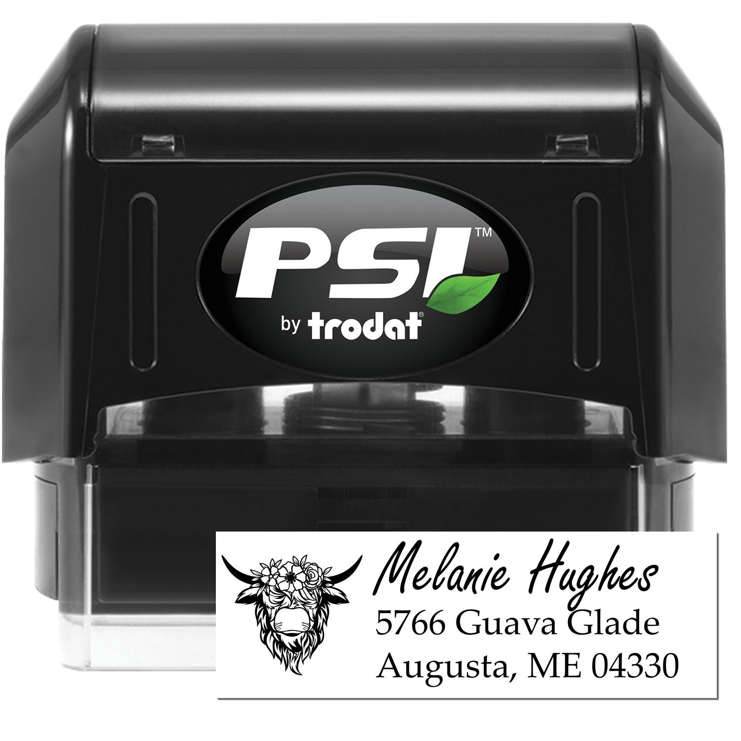 PSI Resilient Cow Custom Mailing Pre-Inked Stamp