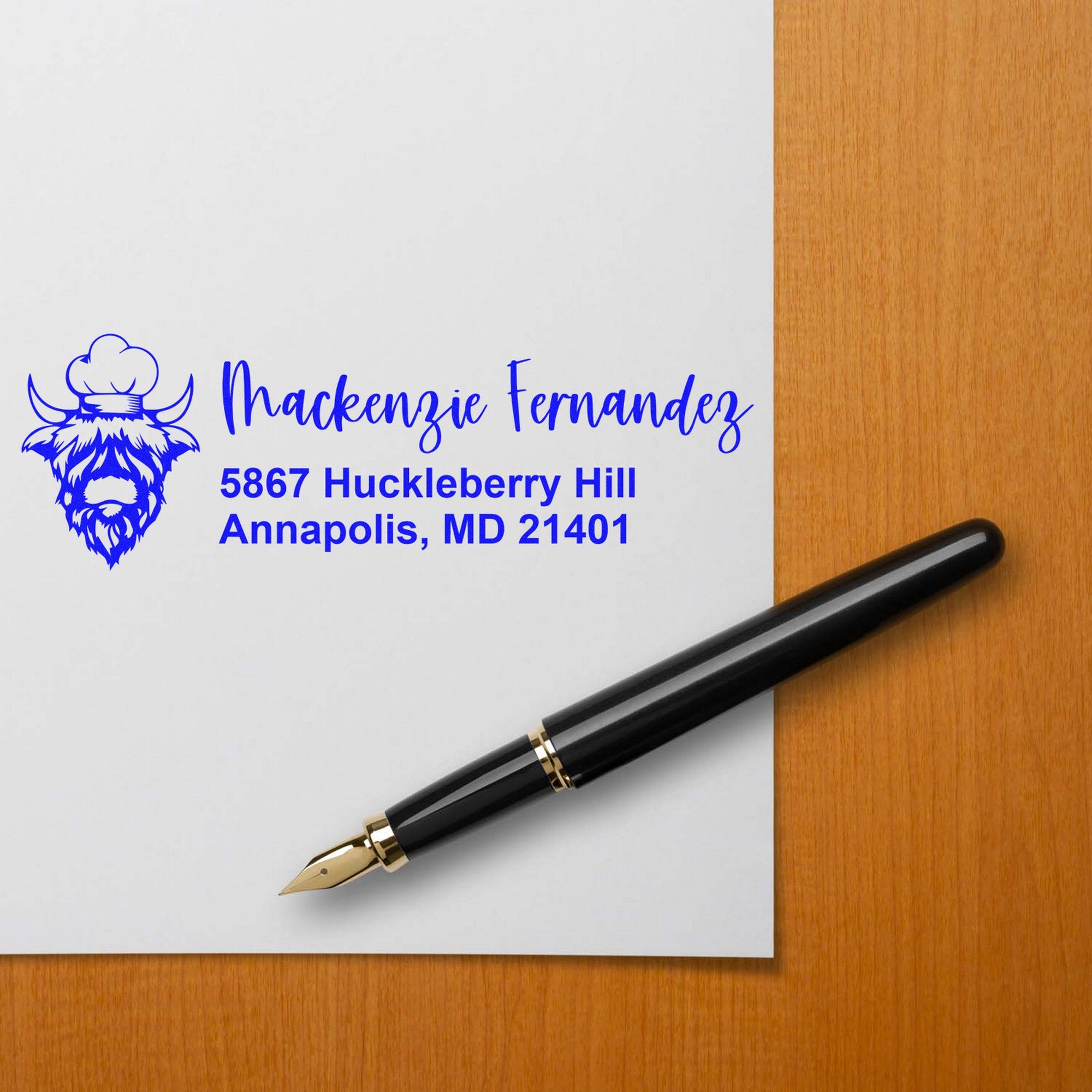 Majestic Cow Custom Address Return Rubber Stamp - Engineer Seal Stamps