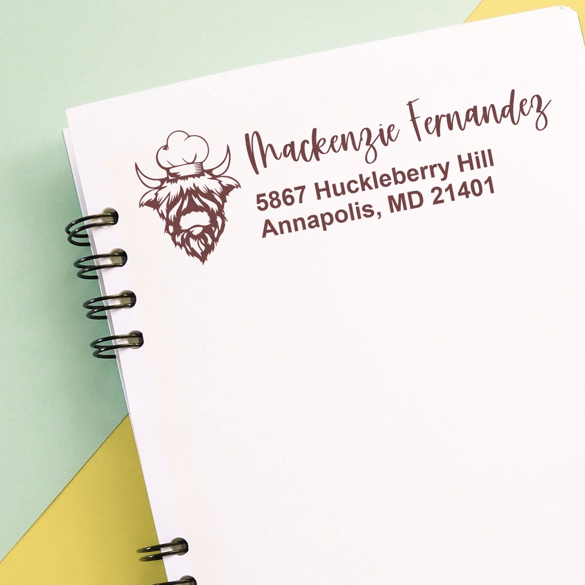 Majestic Cow Custom Address Return Rubber Stamp - Engineer Seal Stamps