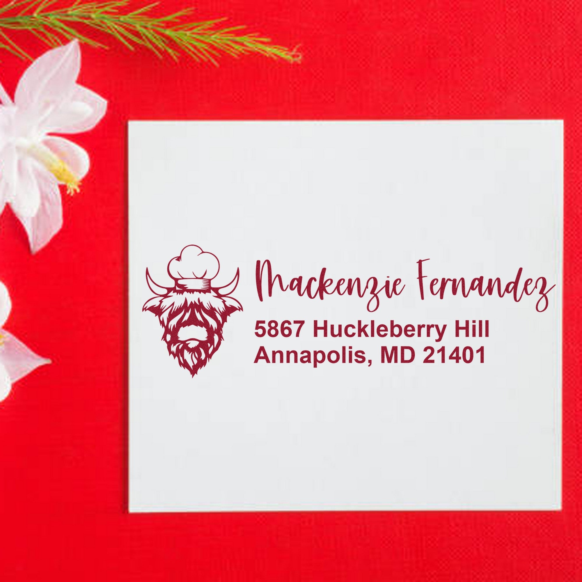 Majestic Cow Custom Address Return Rubber Stamp - Engineer Seal Stamps