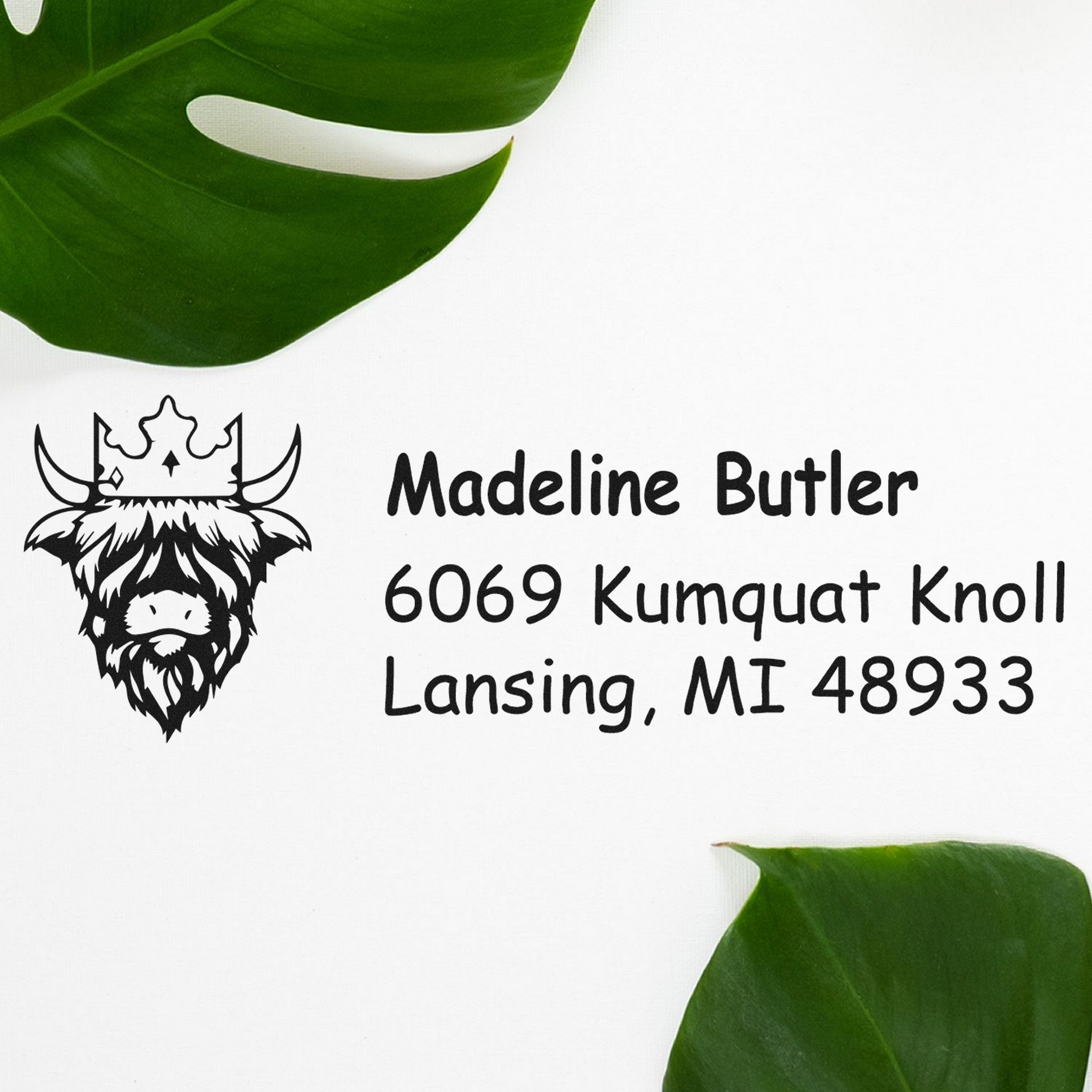 Slim Pre-Inked Loyal Cow Customize Home Address Stamp