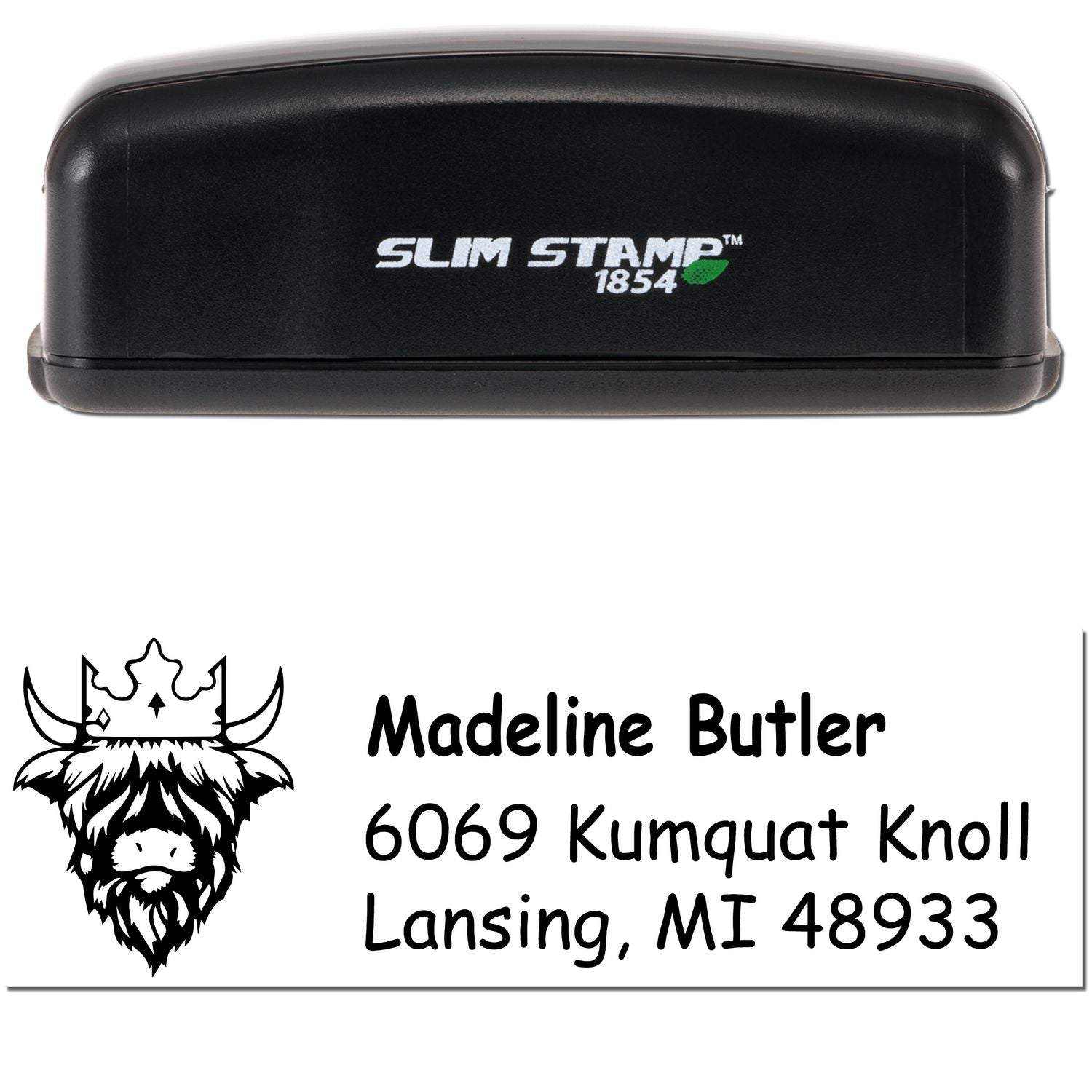 Slim Pre-Inked Loyal Cow Customize Home Address Stamp