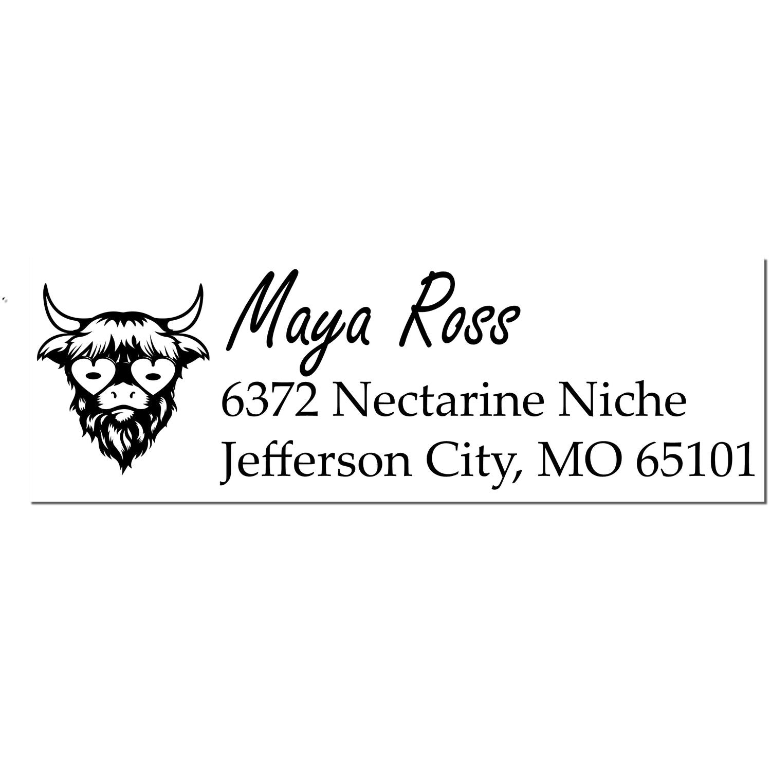 Pasture Cow Custom Address Label Rubber Stamp