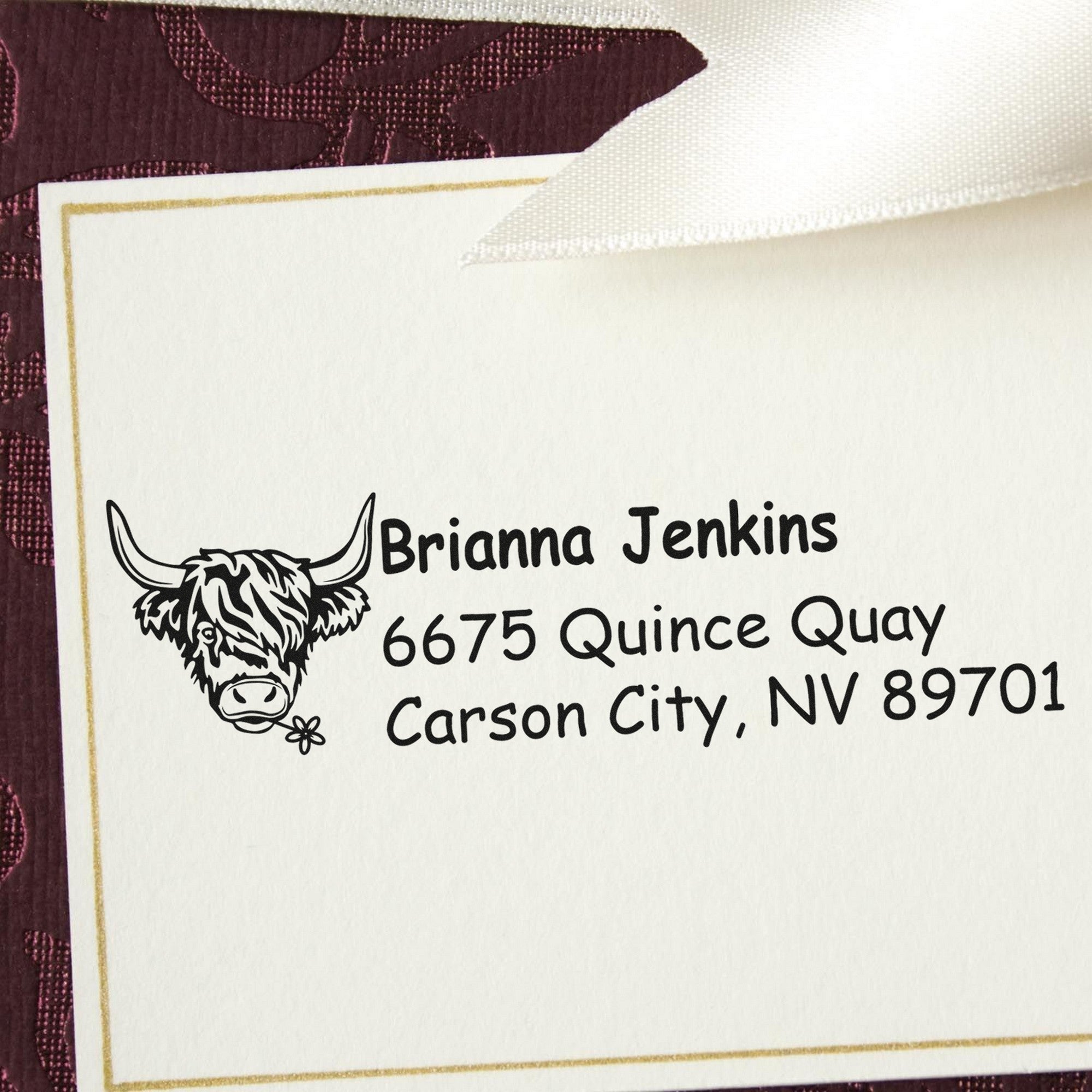 Self-Inking Playful Cow Customizable Return Address Stamp