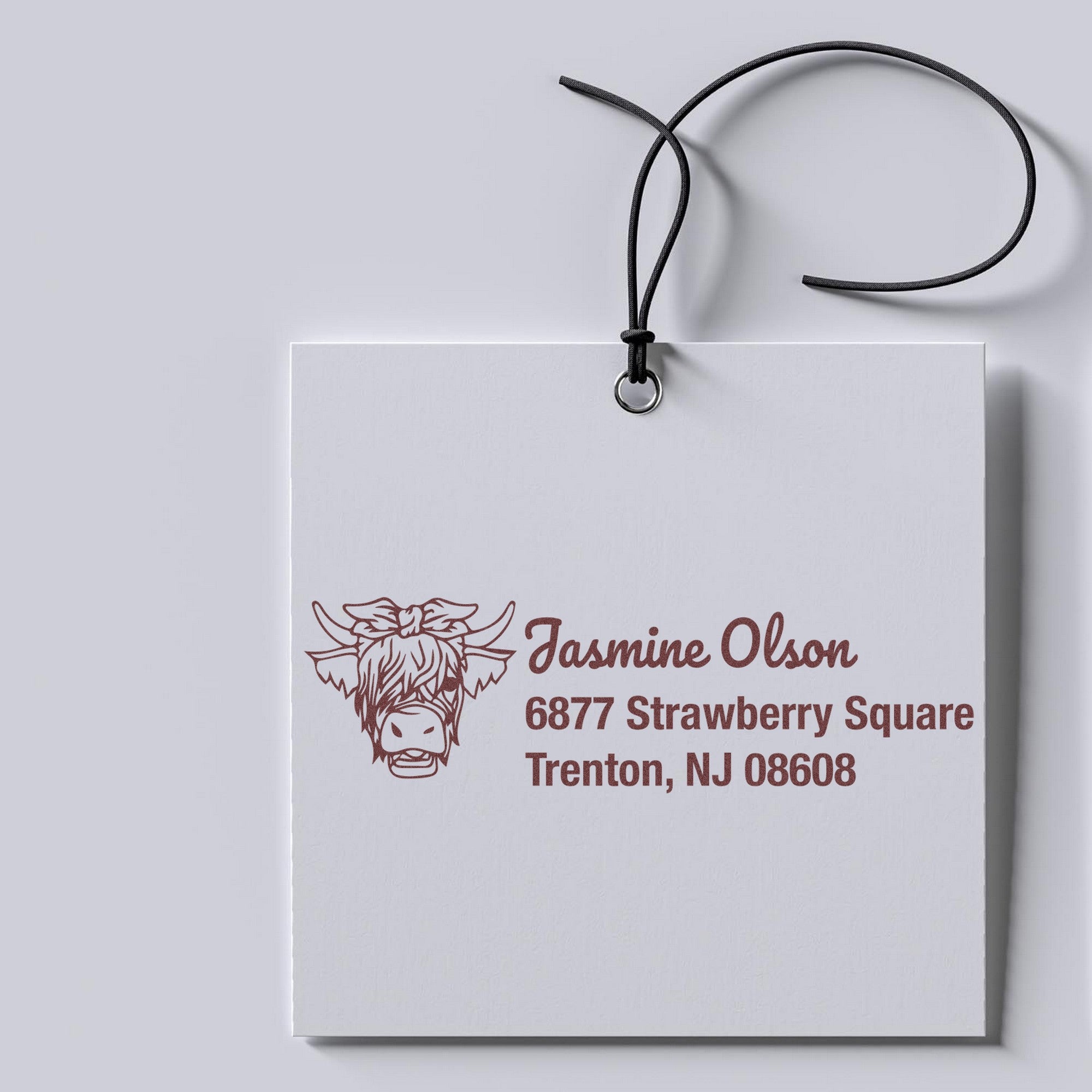 Slim Pre-Inked Sociable Cow Customizable Return Address Stamp