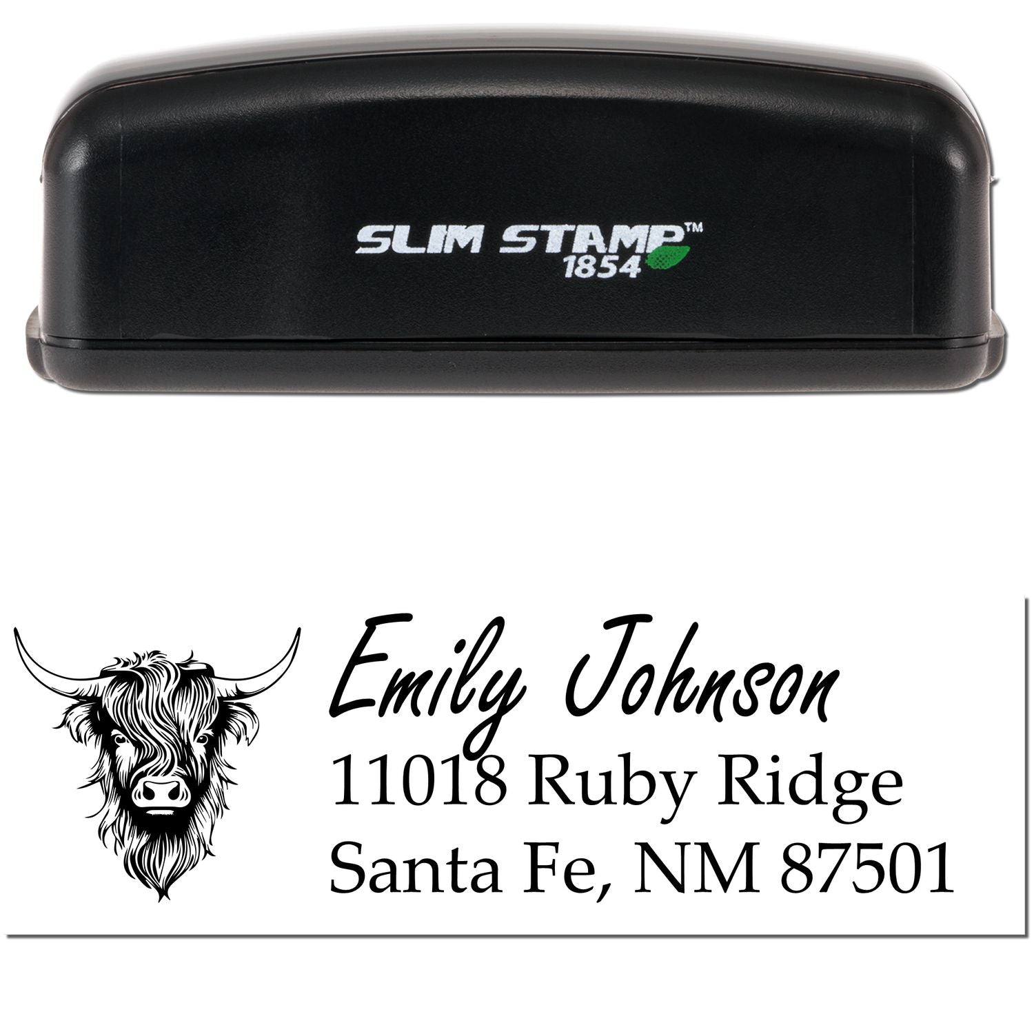 Slim Pre-Inked Holy Cow Customizable Name and Address Stamp