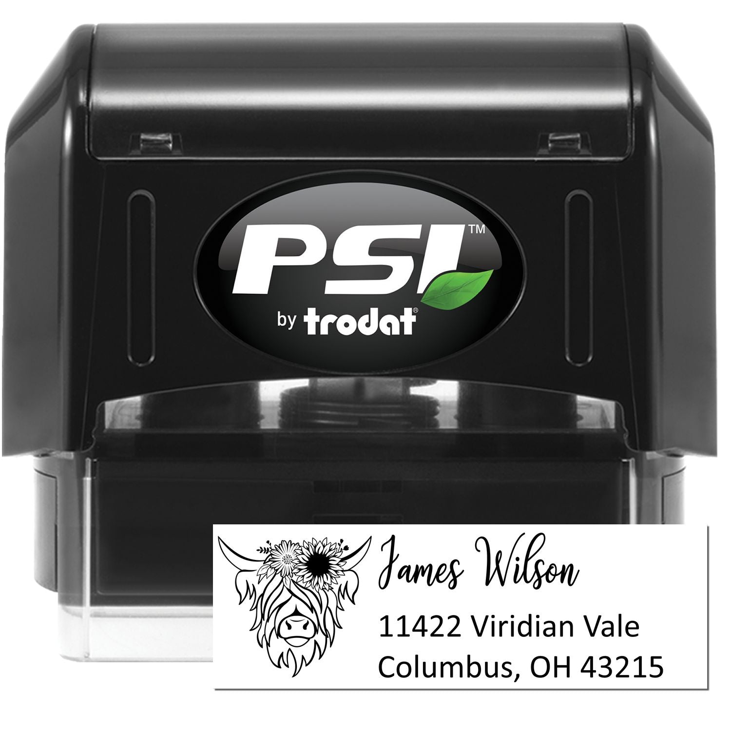 PSI Lush Coated Cow Customized Mailing Address Pre-Inked Stamp