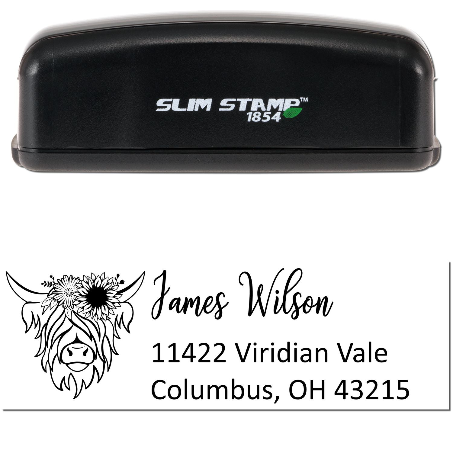 Slim Pre-Inked Lush Coated Cow Customizable Address Return Stamp