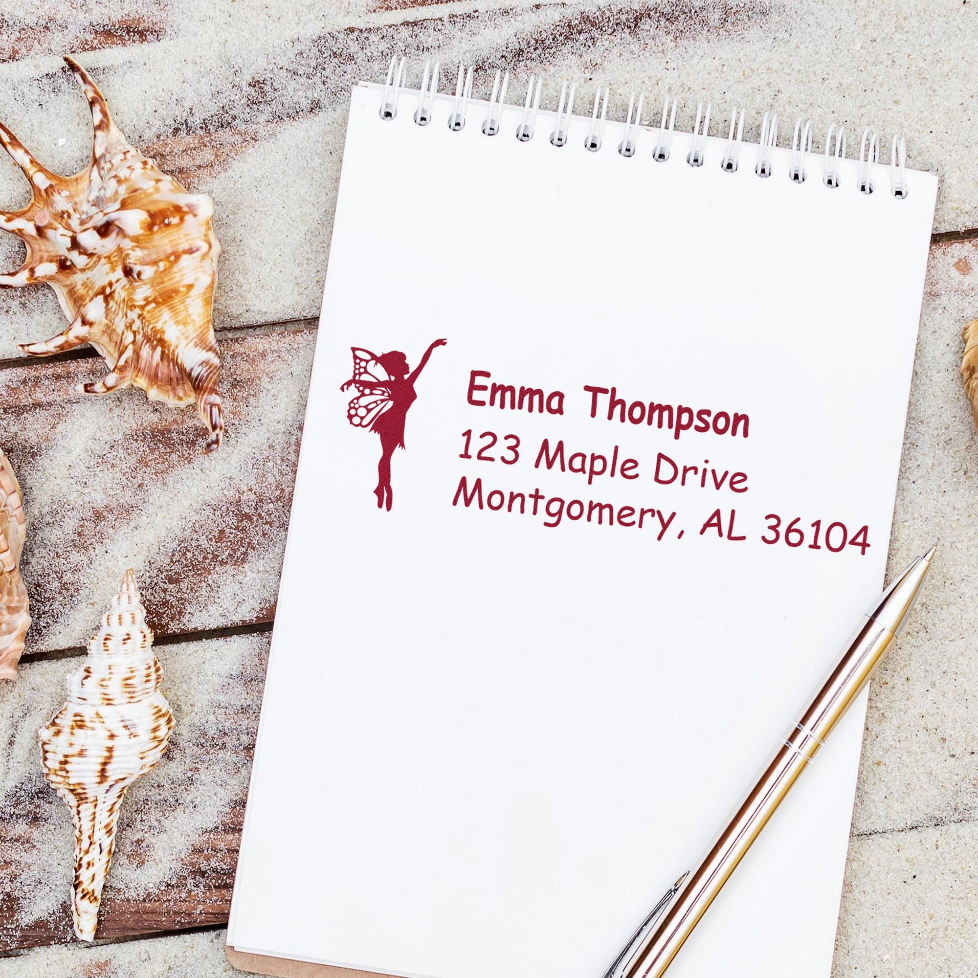 Slim Pre-Inked Whimsical Thistle Fairy Customized Address Label Stamp