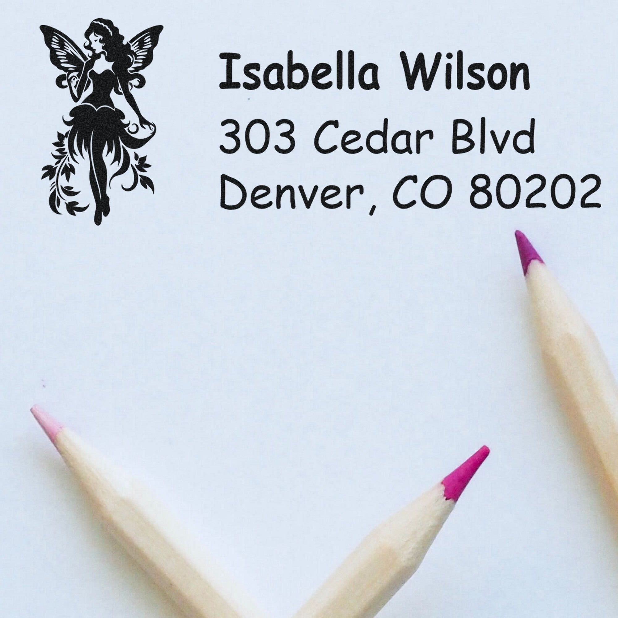 Self-Inking Serene Dewdrop Mythical Fairy Custom Name and Address Stamp