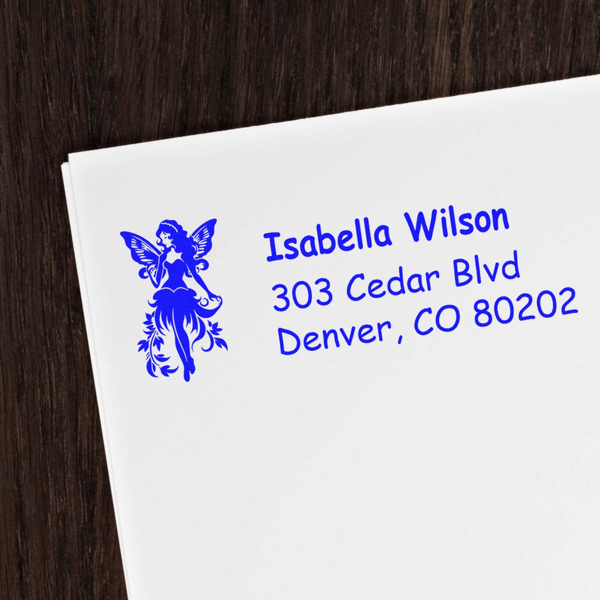 Self-Inking Serene Dewdrop Mythical Fairy Custom Name and Address Stamp