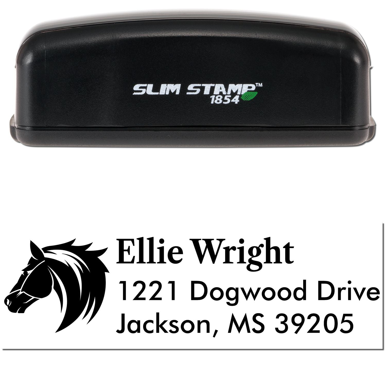 Slim Pre-Inked Serene River Horse Customize Name and Address Stamp