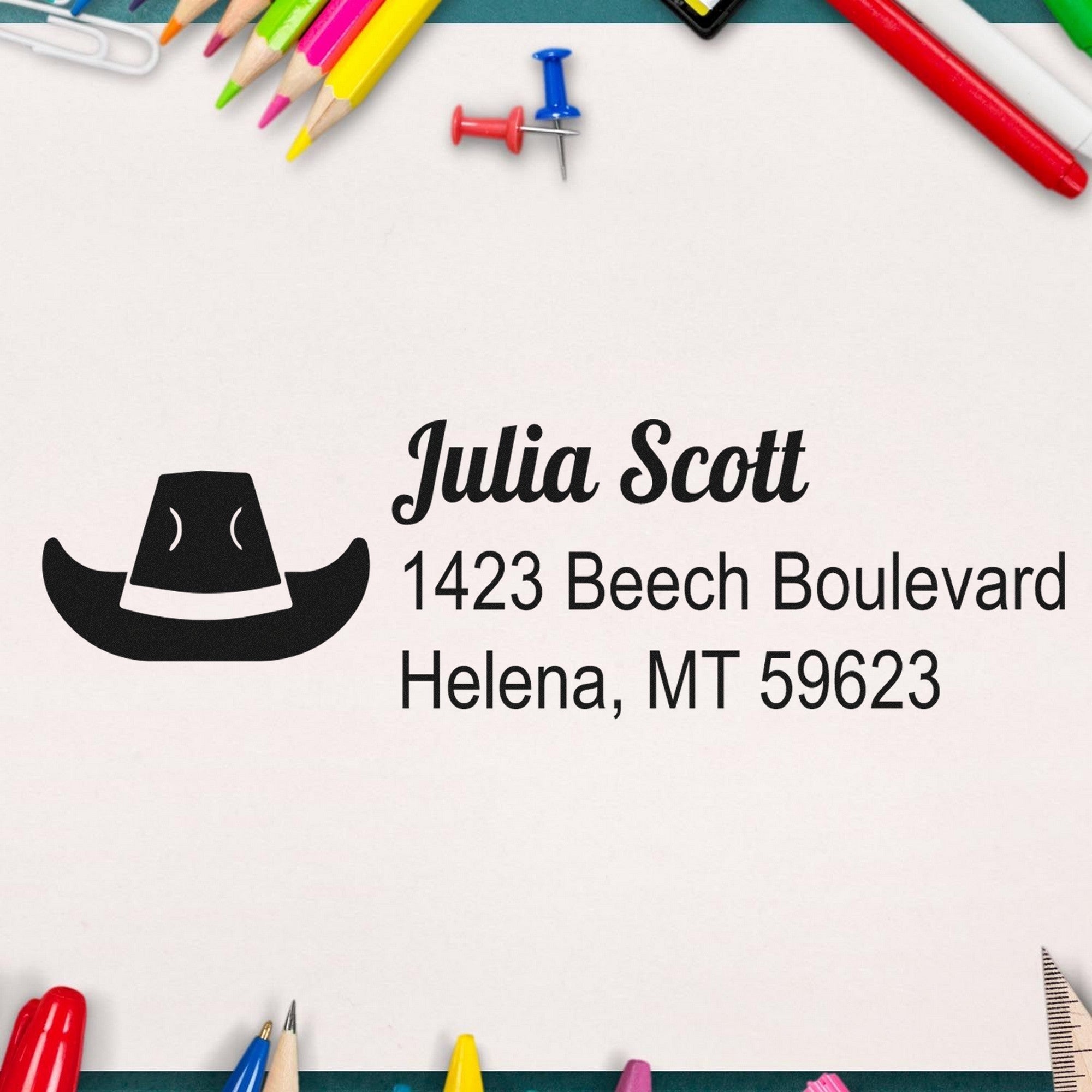 Hats Off To You Horse Customizable Return Address Rubber Stamp