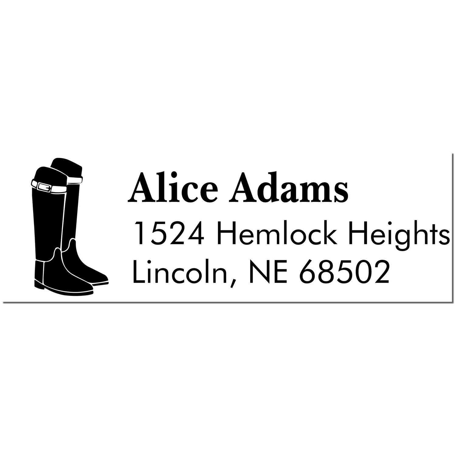 Fancy Boots Horse Customizable Name and Address Rubber Stamp