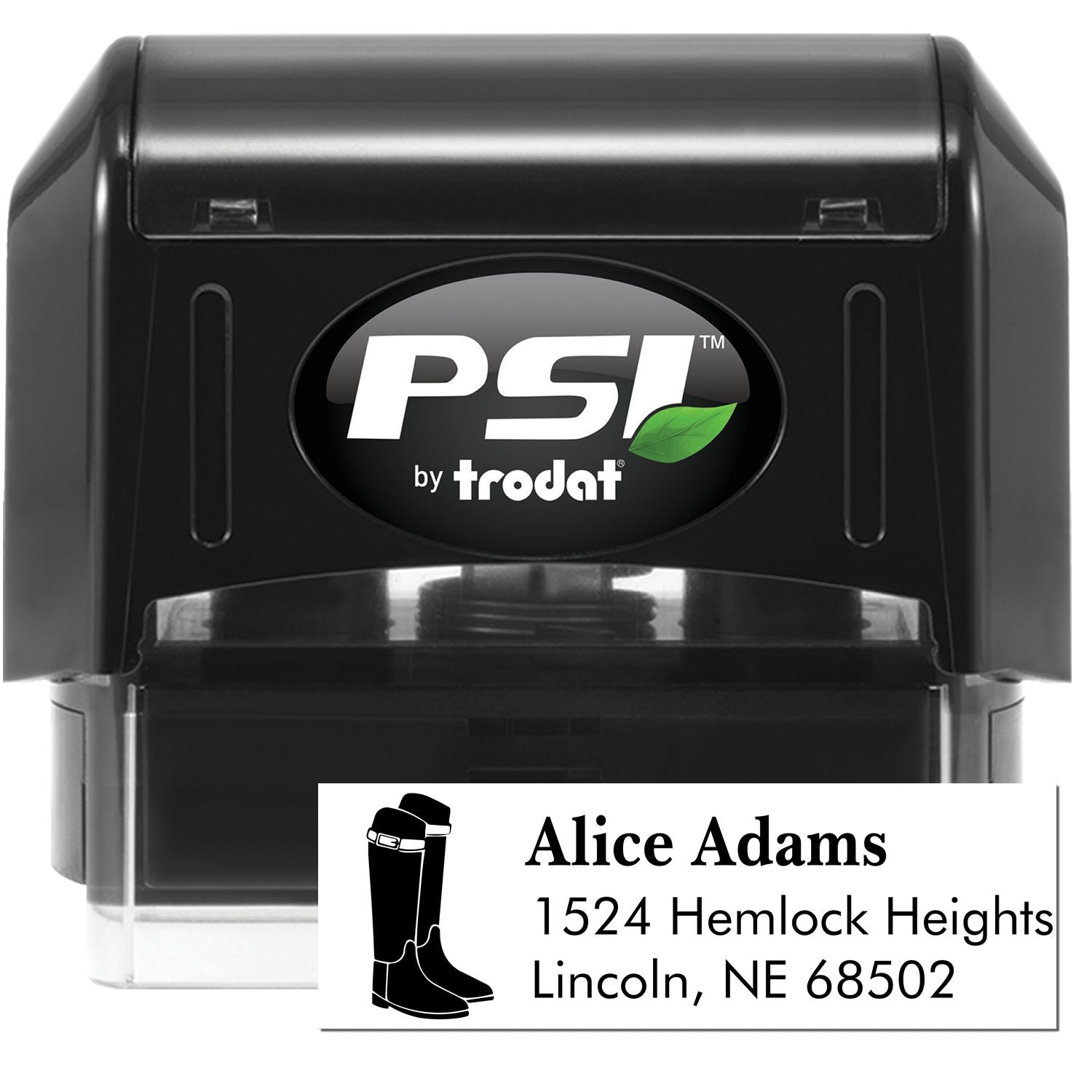 PSI Fancy Boots Steed Personalized Mail Address Pre-Inked Stamp