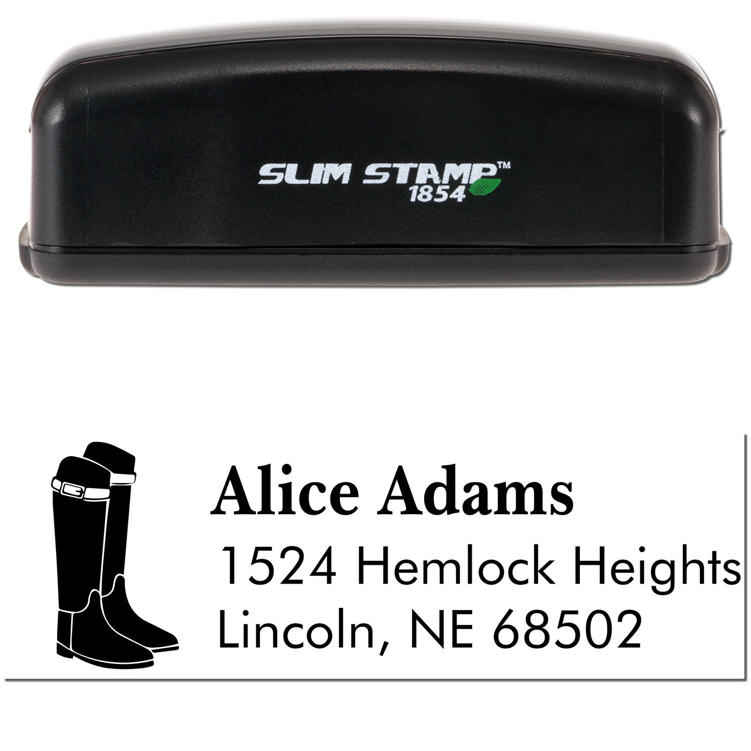 Slim Pre-Inked Fancy Boots Horse Customize Home Address Stamp