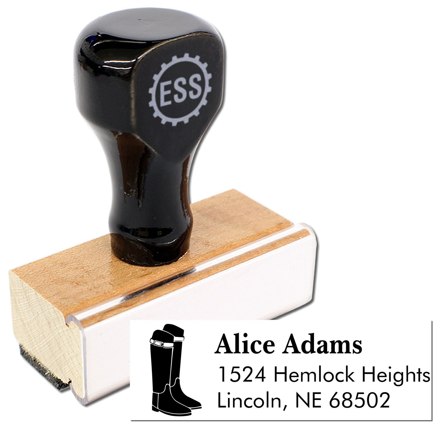 Fancy Boots Horse Customizable Name and Address Rubber Stamp