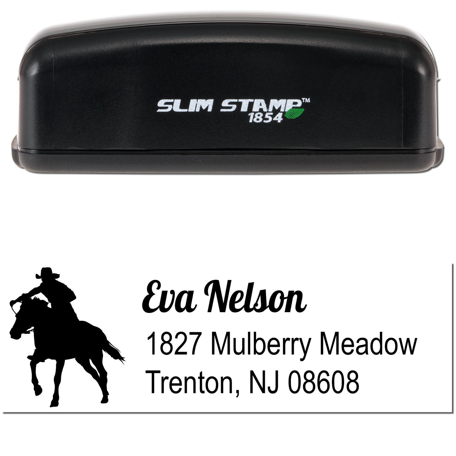 Slim Pre-Inked Stormy Midnight Horse Customize Mail Address Stamp