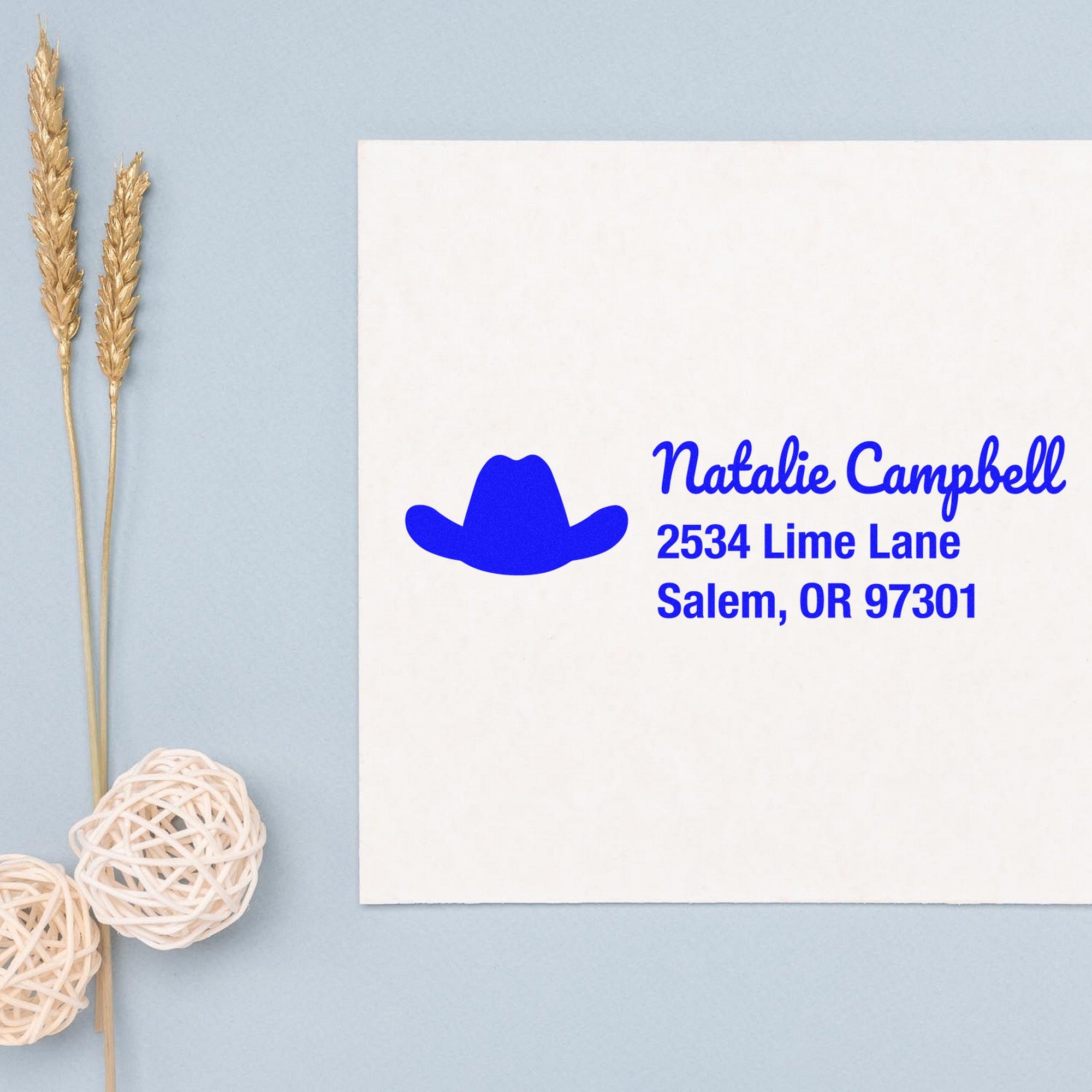 PSI Cowboy Hat Steed Custom Address Return Pre-Inked Stamp