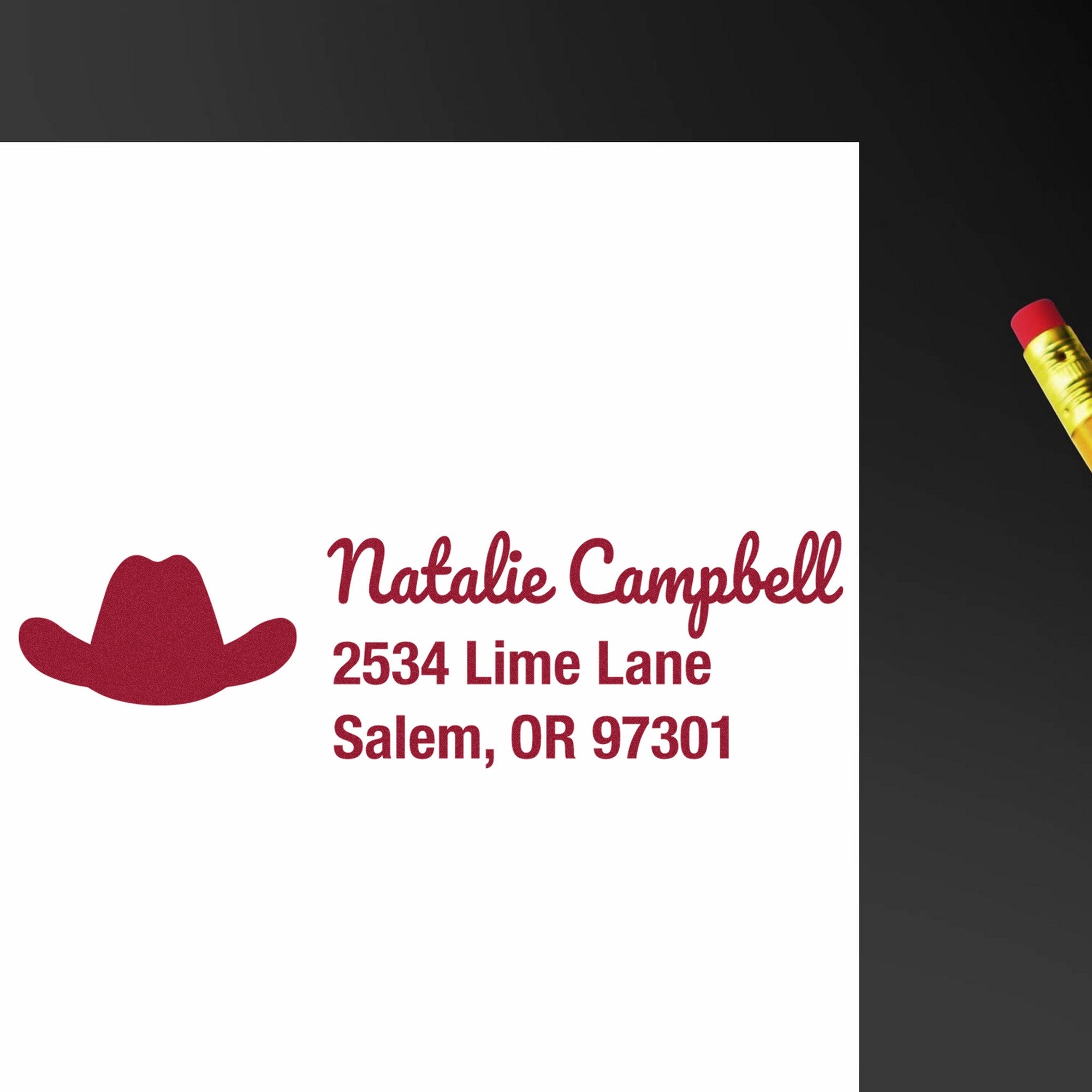 Cowboy Hat Personalized Address Rubber Stamp