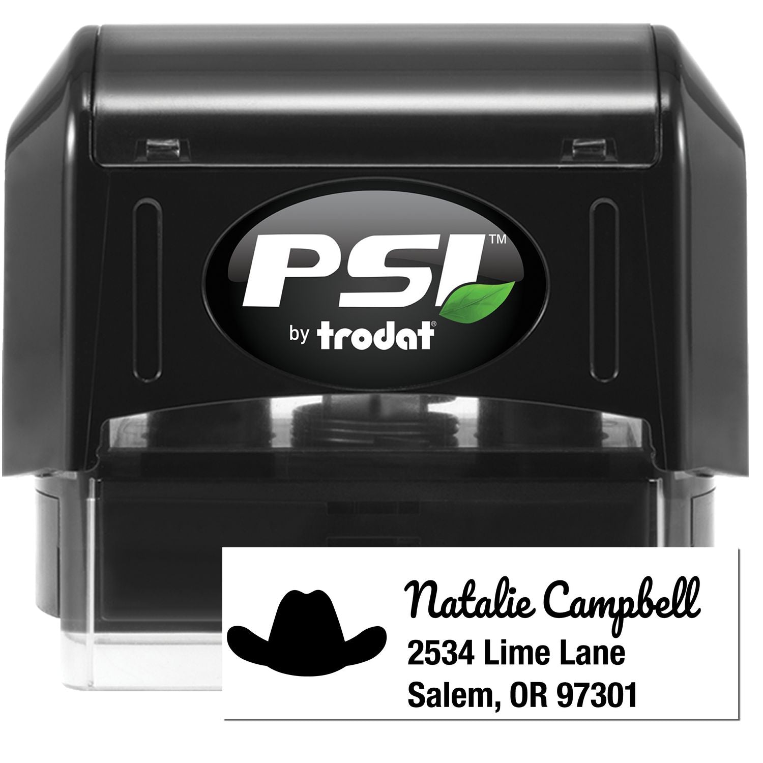 PSI Cowboy Hat Steed Custom Address Return Pre-Inked Stamp