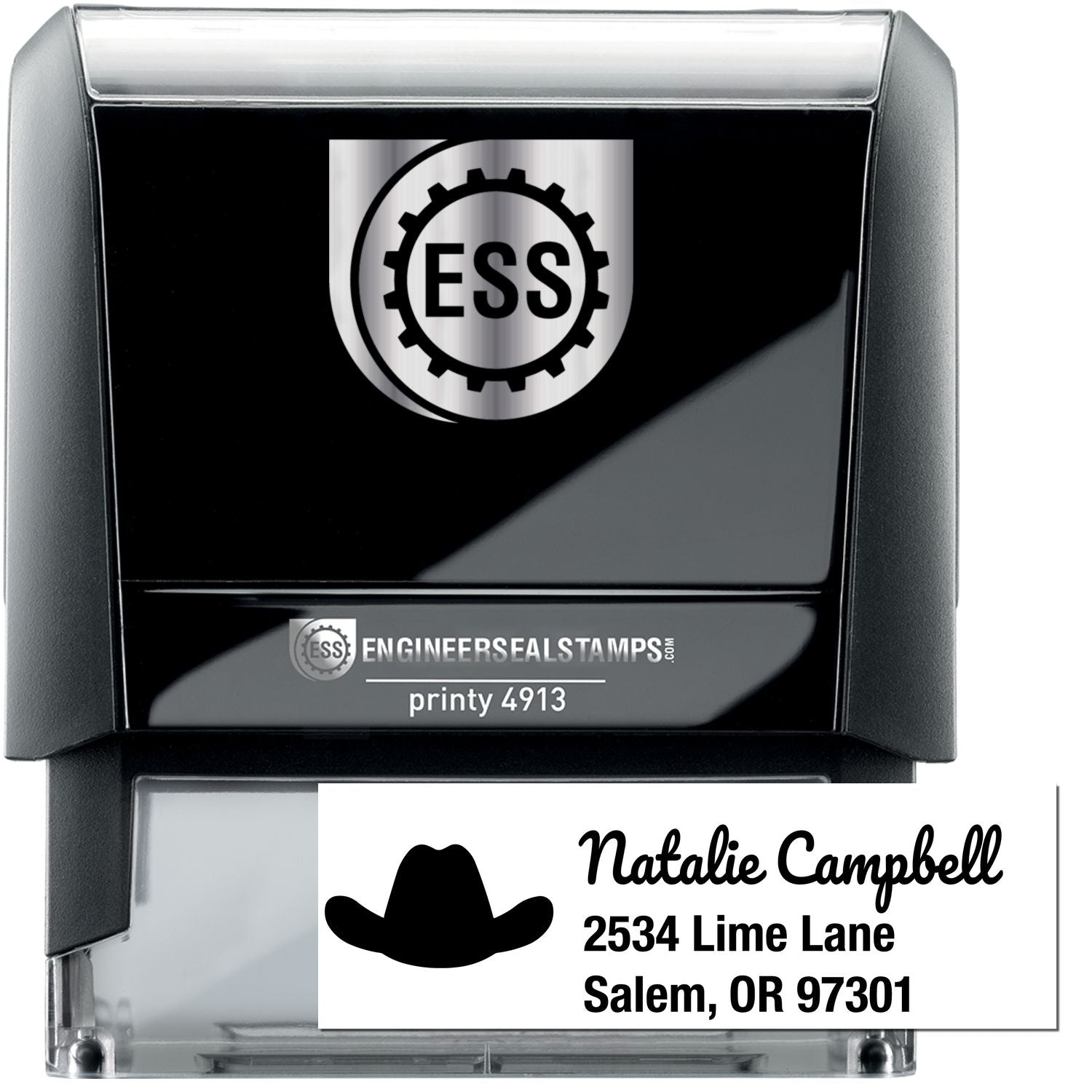 Self-Inking Cowboy Hat Equestrian Handmade New Address Stamp