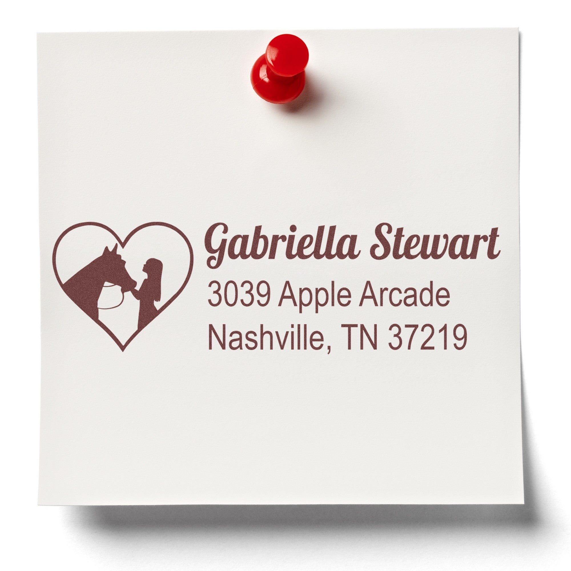 PSI Cowgirl's Heart Steed Custom Address Label Pre-Inked Stamp