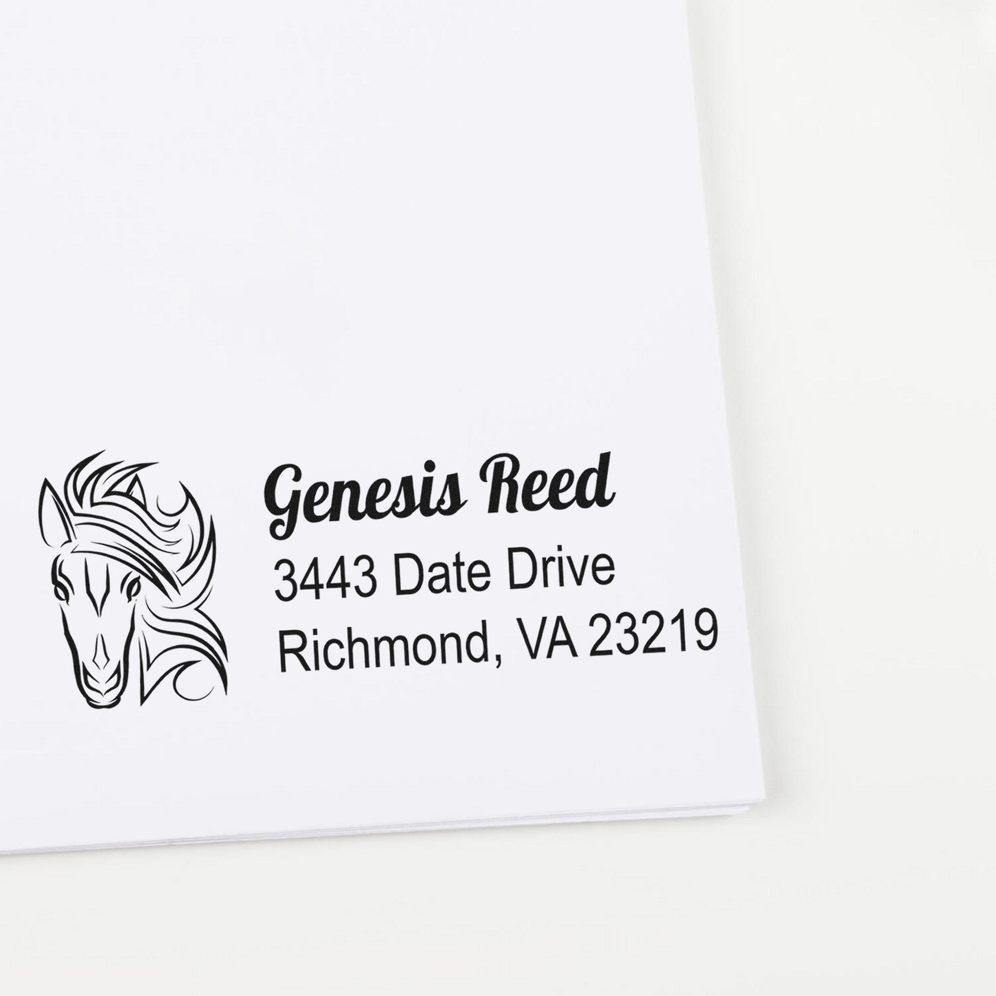 Slim Pre-Inked Spirited Spark Horse Personalized Address Stamp