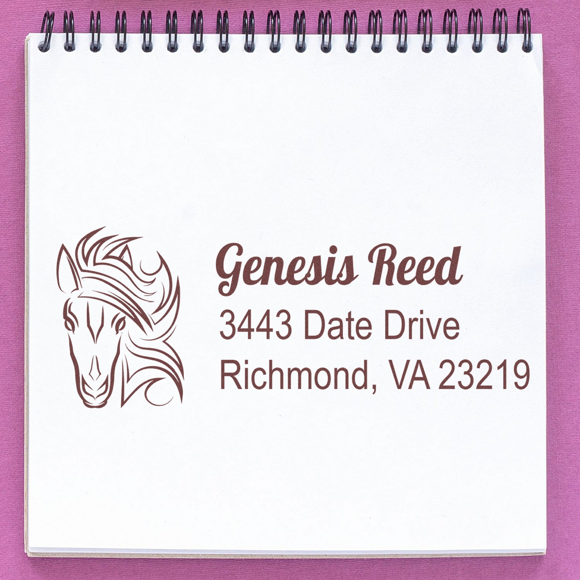 Spirited Spark Horse Personalized New Address Rubber Stamp