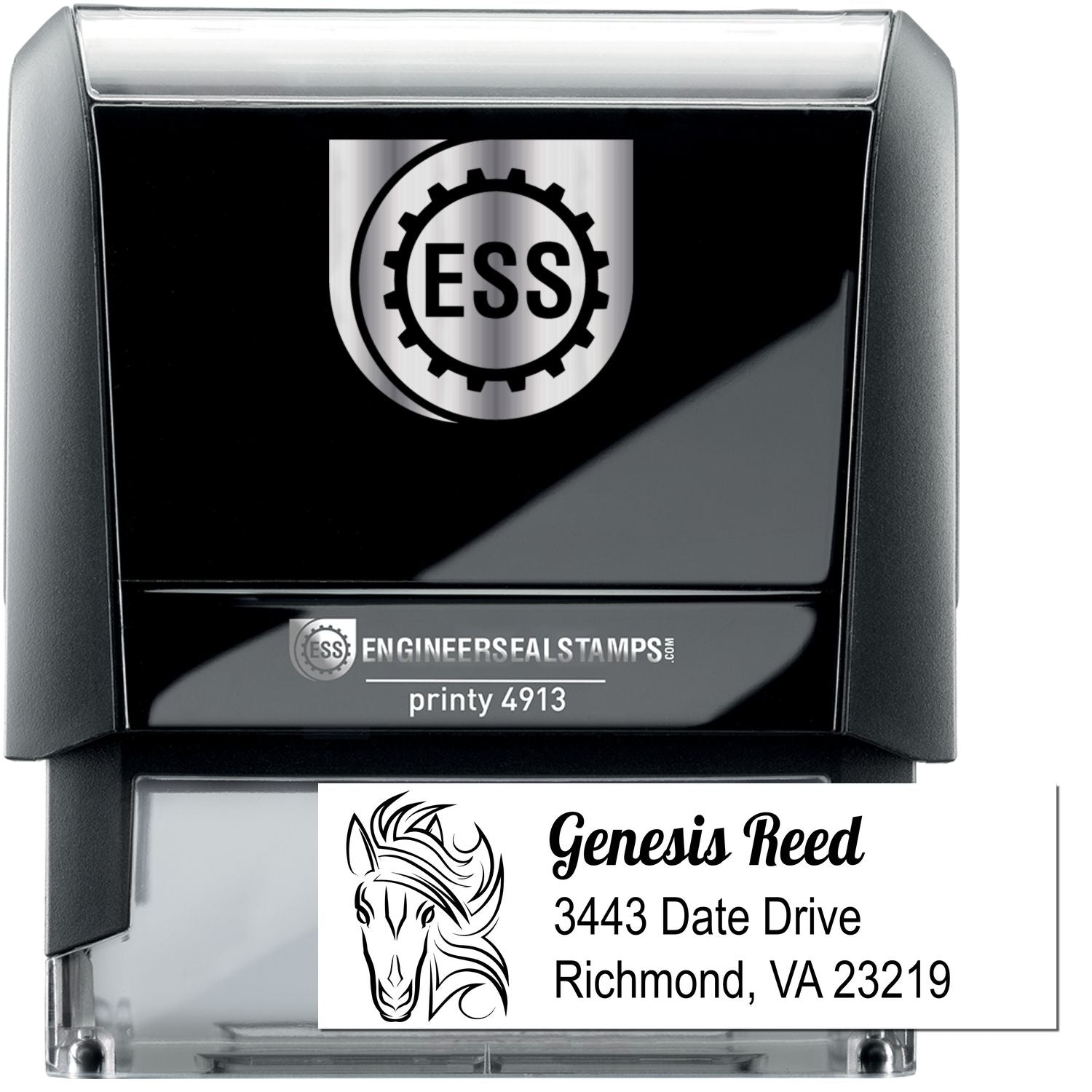 Self-Inking Spirited Spark Equestrian Customize Address Return Stamp