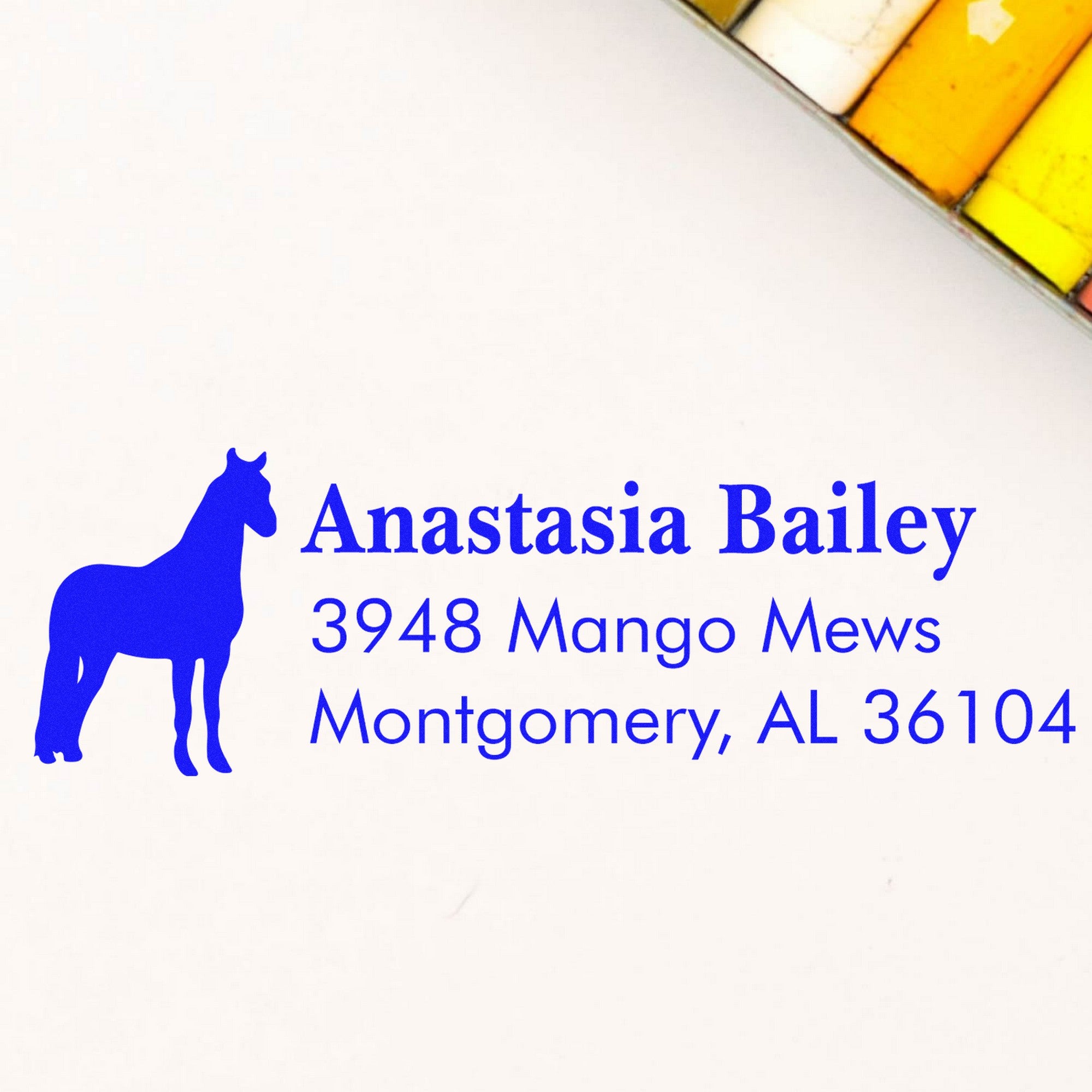 Slim Pre-Inked Twinkling Twilight Horse Personalized Home Address Stamp