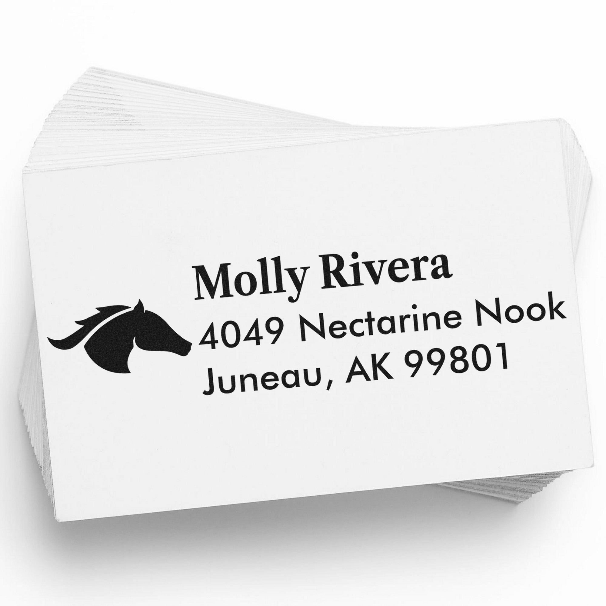 Slim Pre-Inked Ruby Red Horse Personalized Address Return Stamp