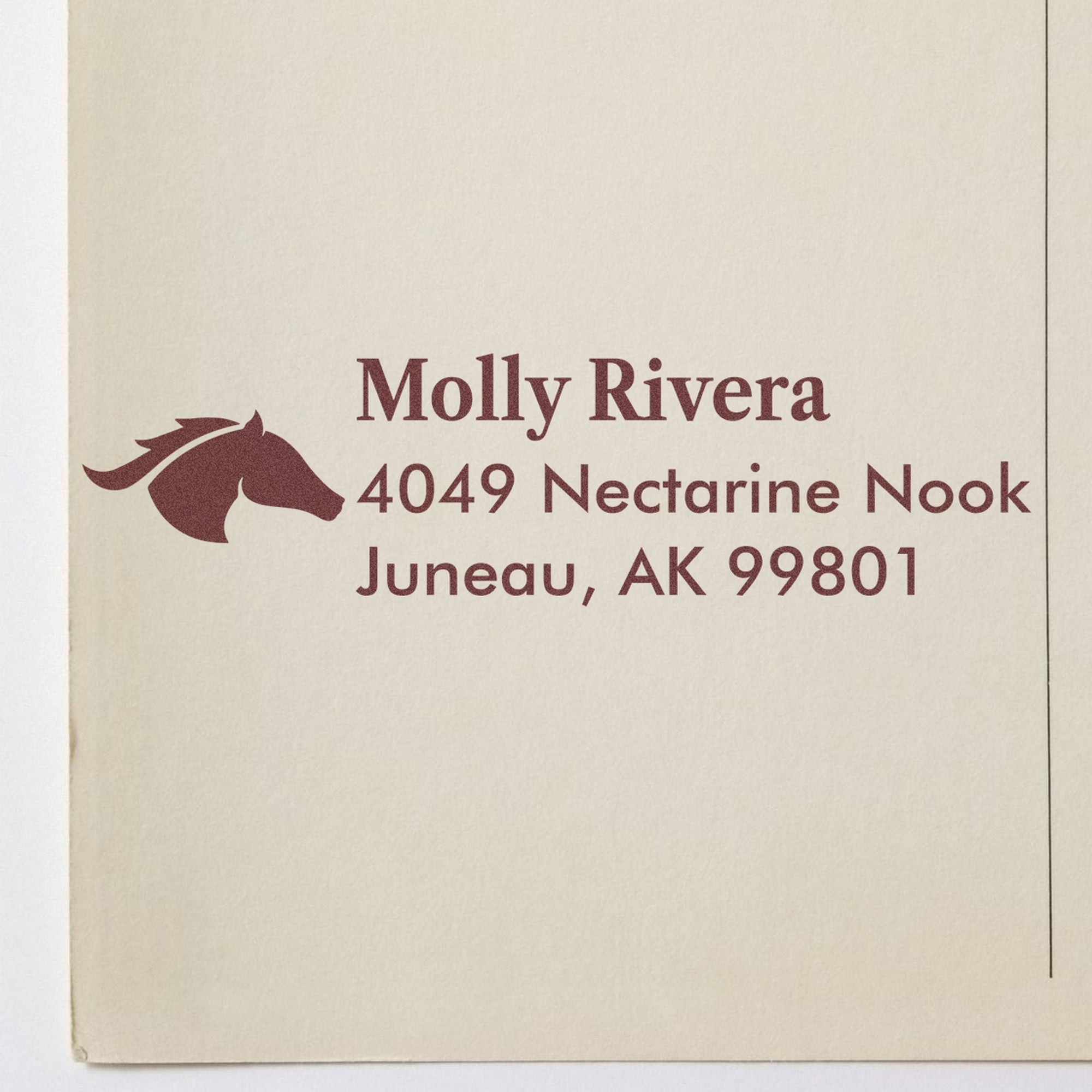 Self-Inking Ruby Red Equestrian Customizable Address Stamp