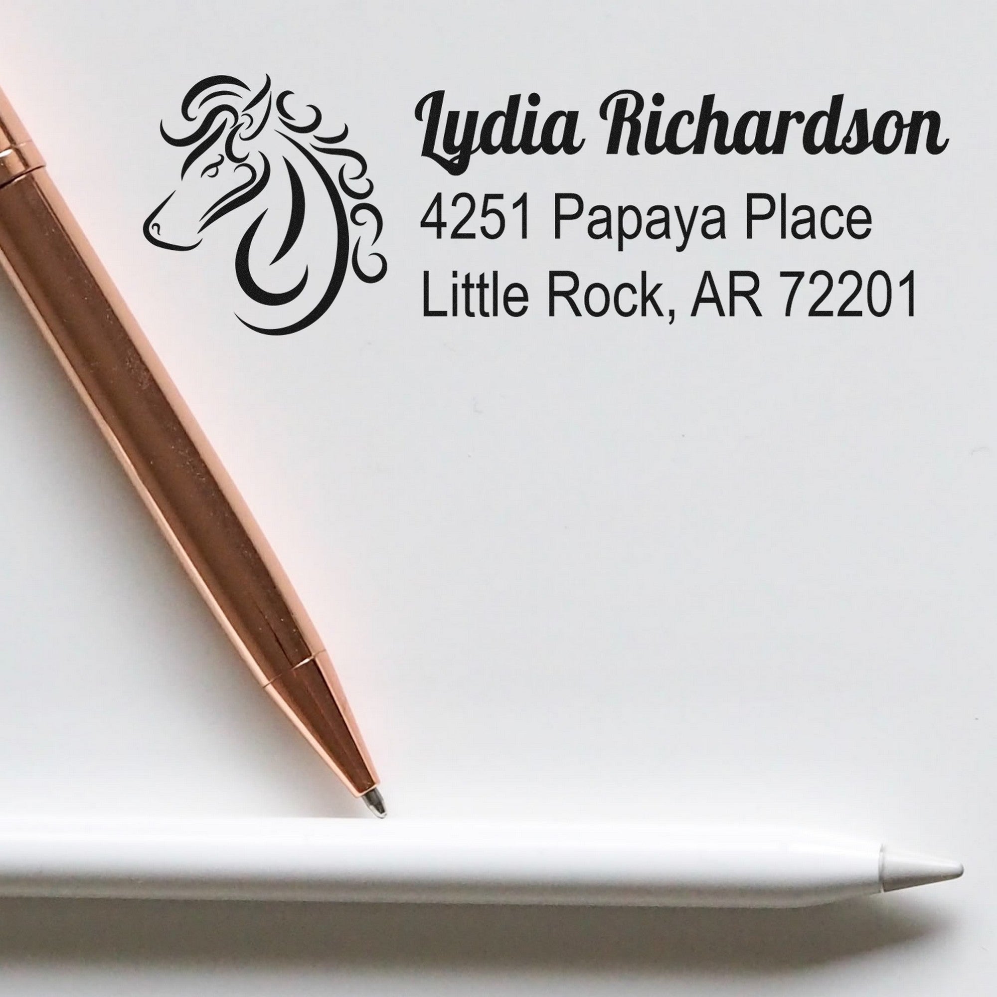 Self-Inking Radiant Ray Equestrian Customizable Name and Address Stamp