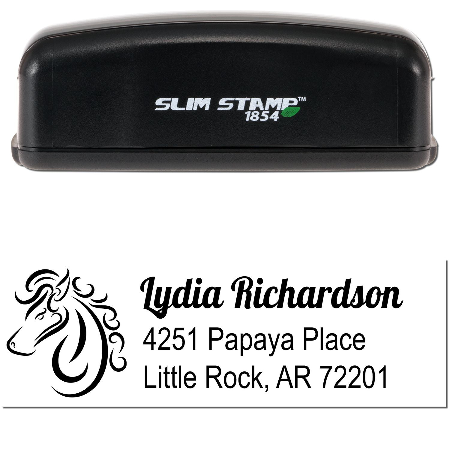 Slim Pre-Inked Radiant Ray Horse Personalized Mail Address Stamp